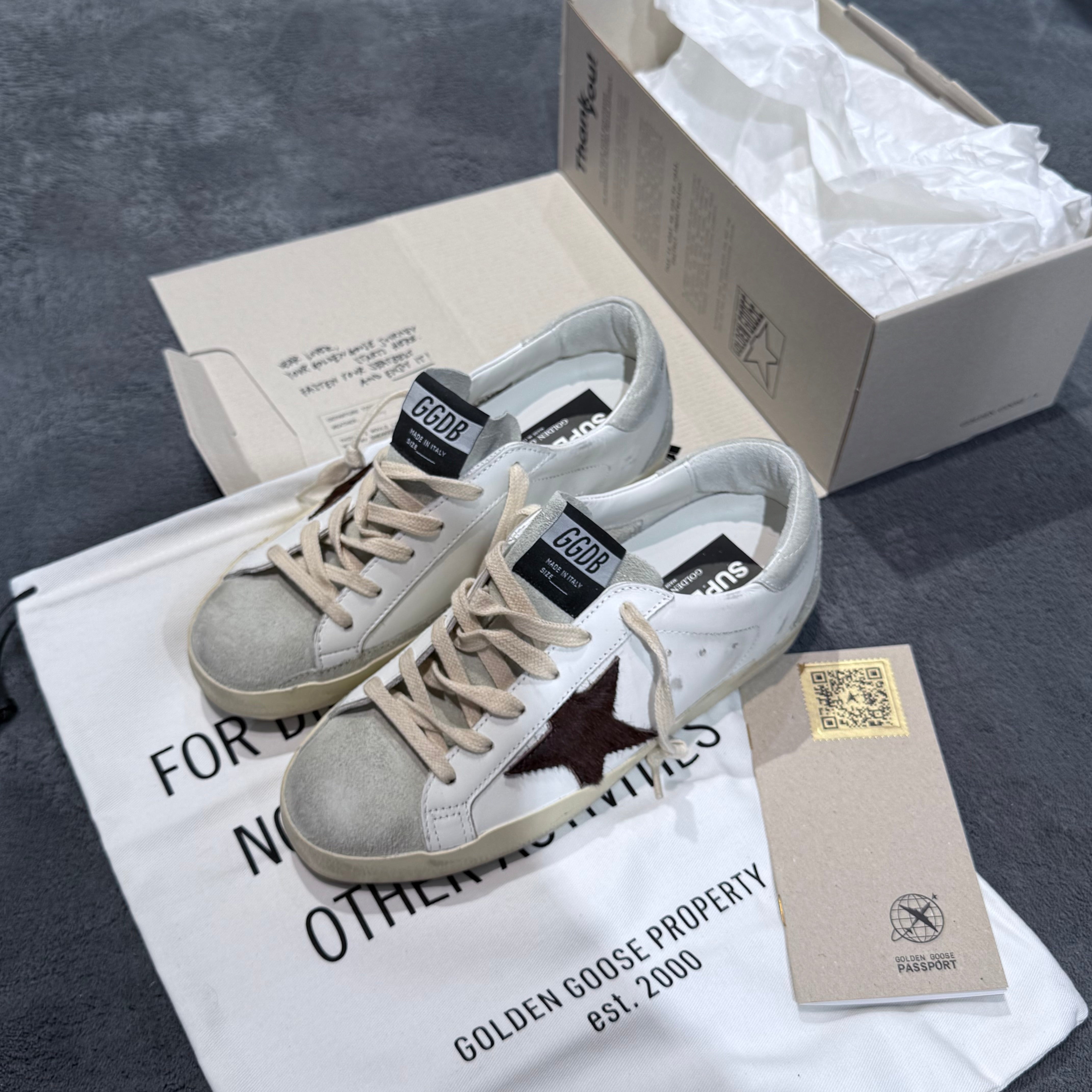 GOLDEN GOOSE SUPER STAR GREY STELLA BROWN CAVALLINO