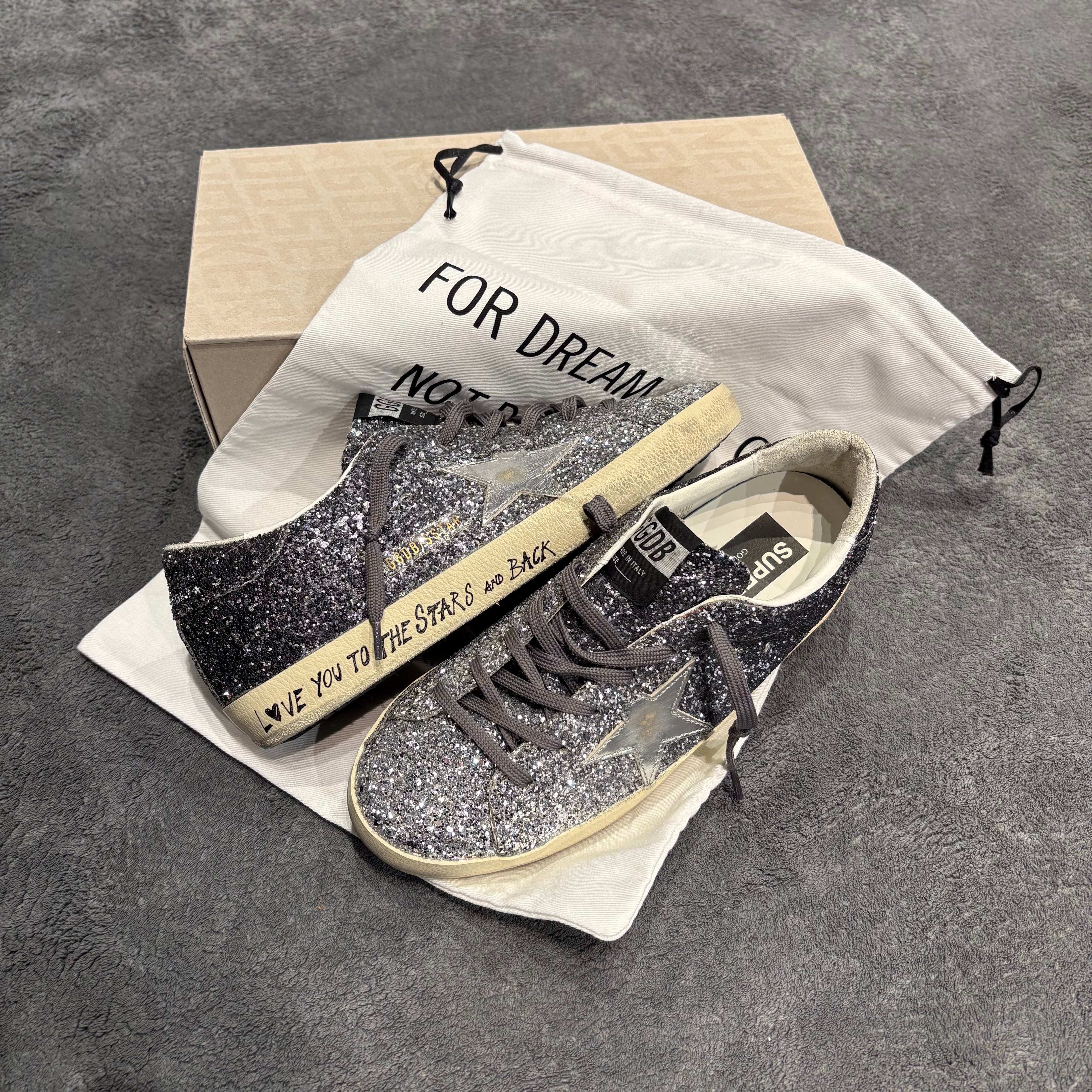 GOLDEN GOOSE SUPER STAR FULL SILVER GLITTER