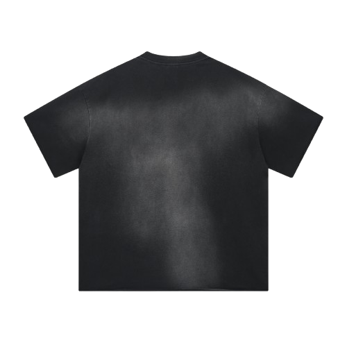 THE DISTRESSED SPRAY FRAYED EDGES TEE BLACK - Shoebuya Brand