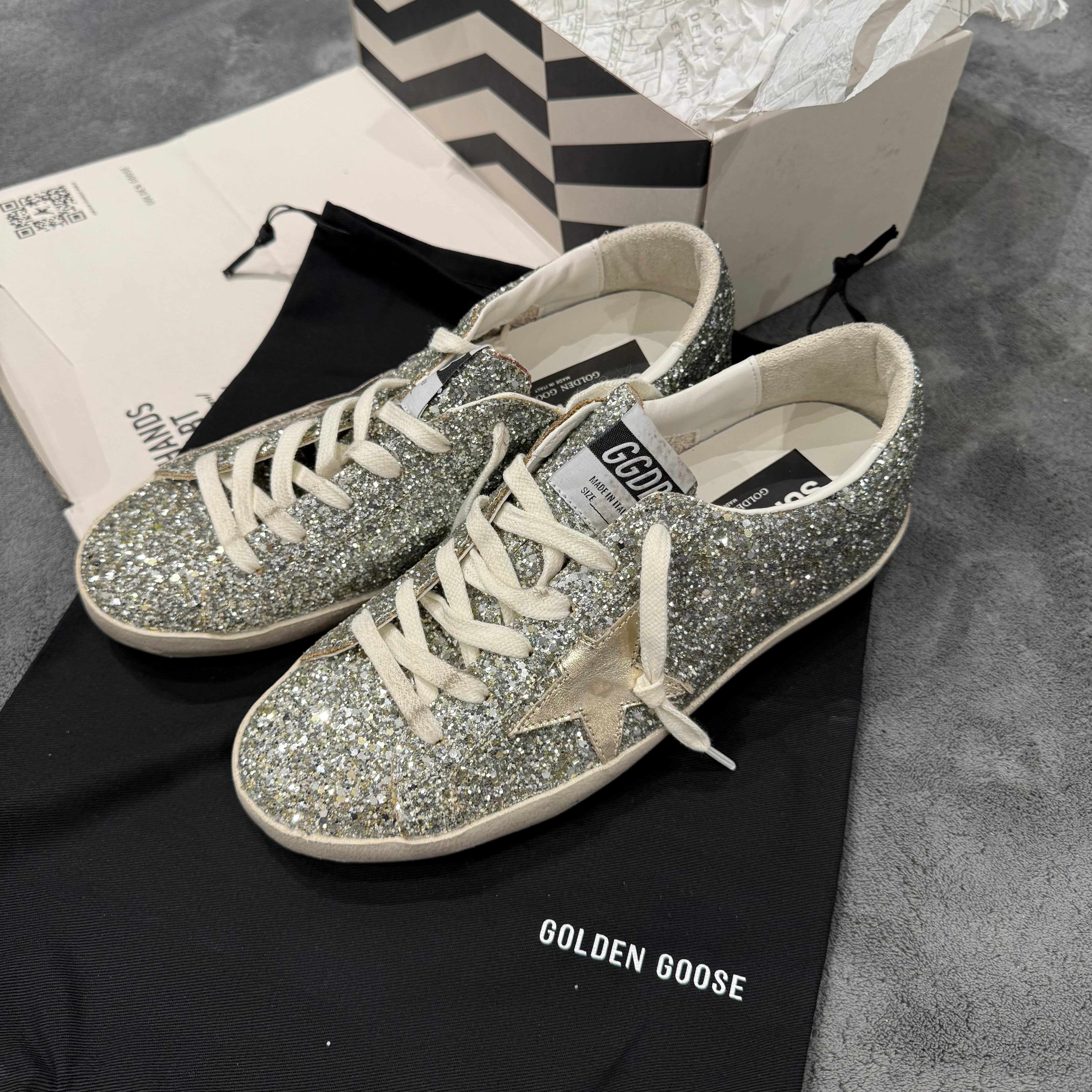 GOLDEN GOOSE SUPER STAR FULL GLITTER STAR BRONZE