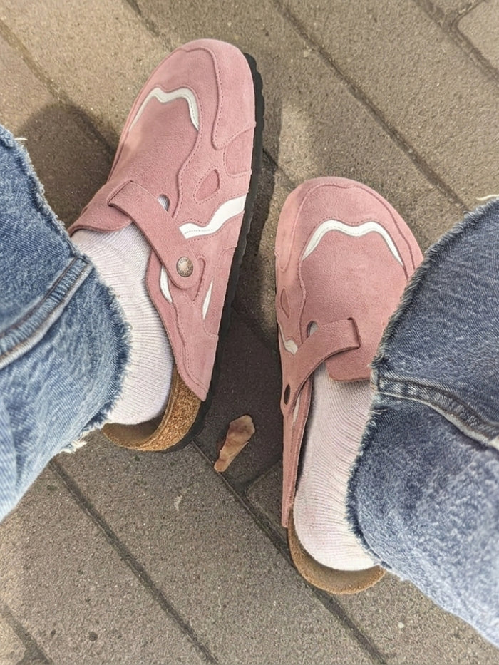 SLIP-ON BABY PINK PATCHWORK - Shoebuya Brand