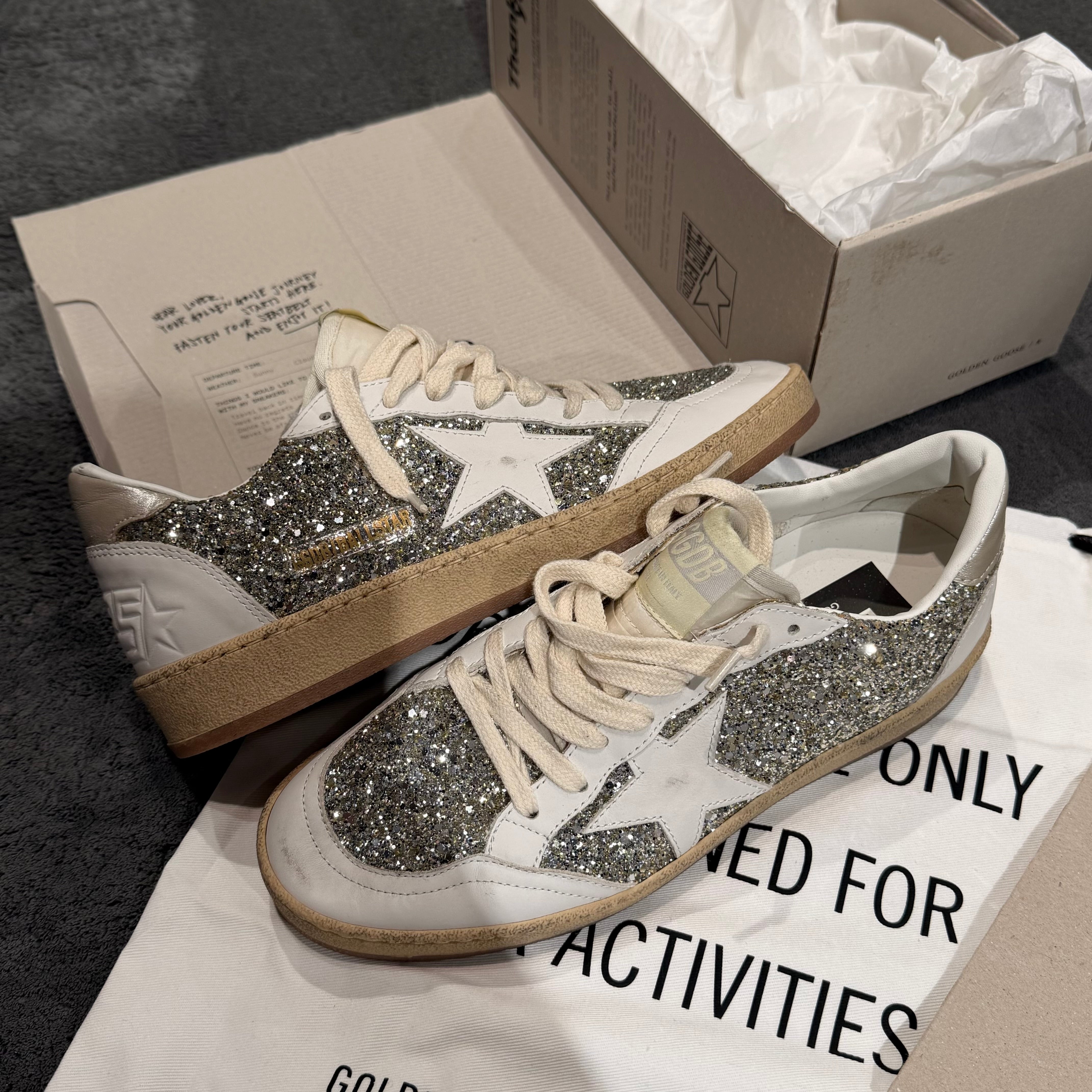 GOLDEN GOOSE BALLSTAR GLITTER UPPER LEATHER