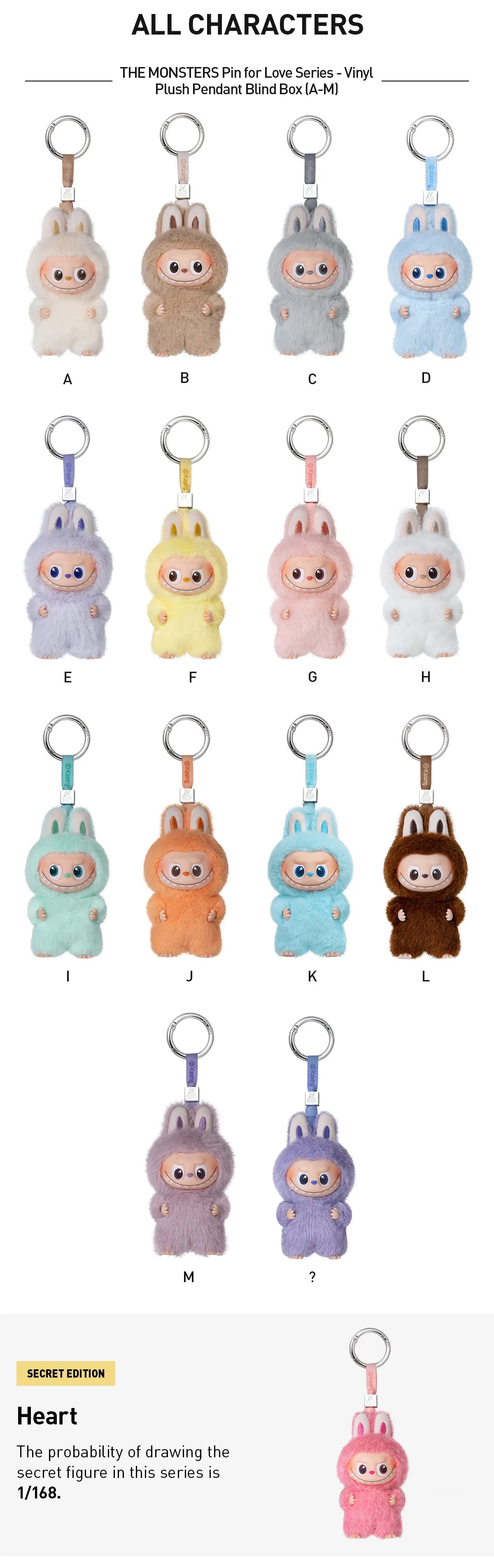 LABUBU THE MONSTERS PIN FOR LOVE SRIES VINYL PLUSH PENDANT (A-M)