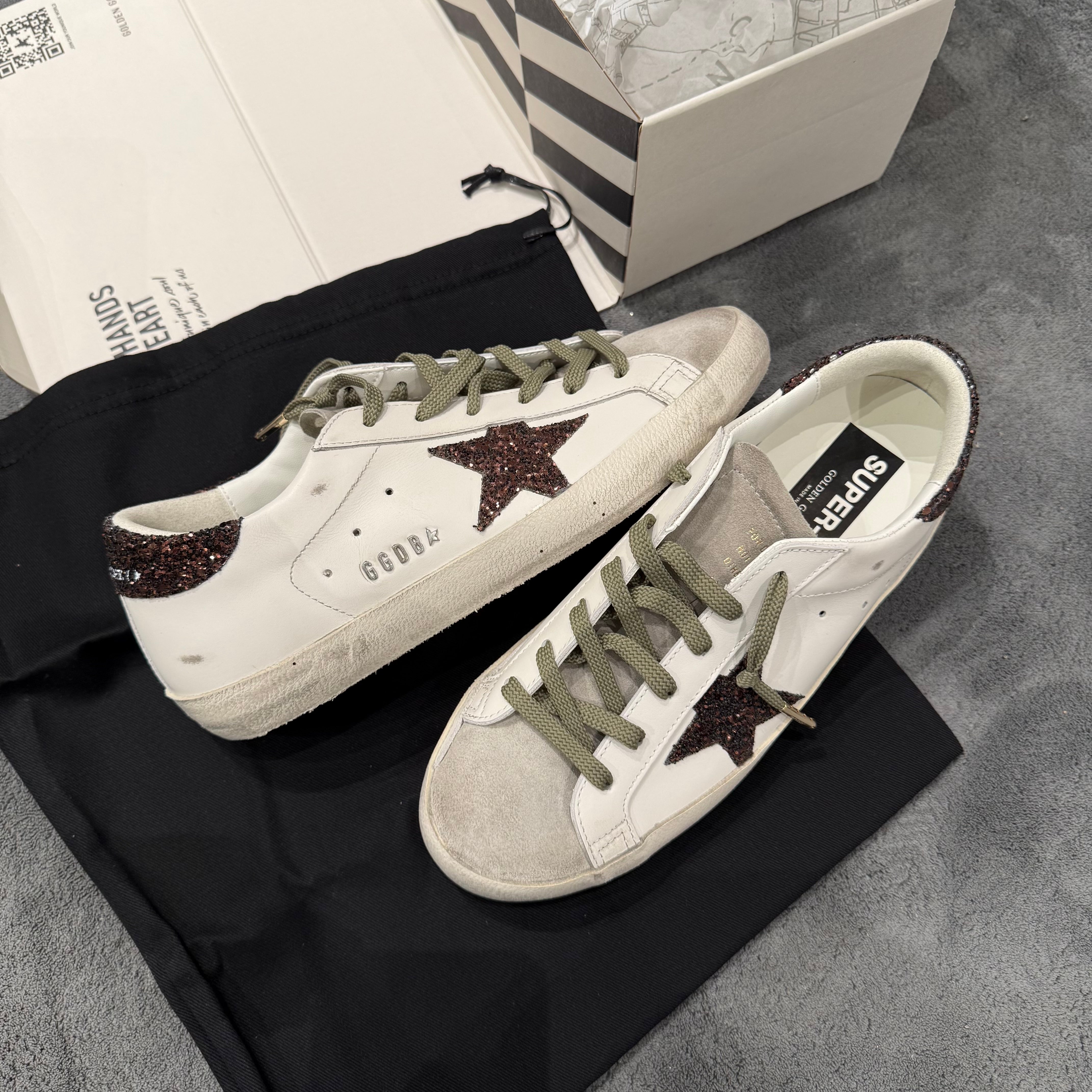 GOLDEN GOOSE SUPER STAR SUEDE GLITTER BRONZE STAR & TACCO