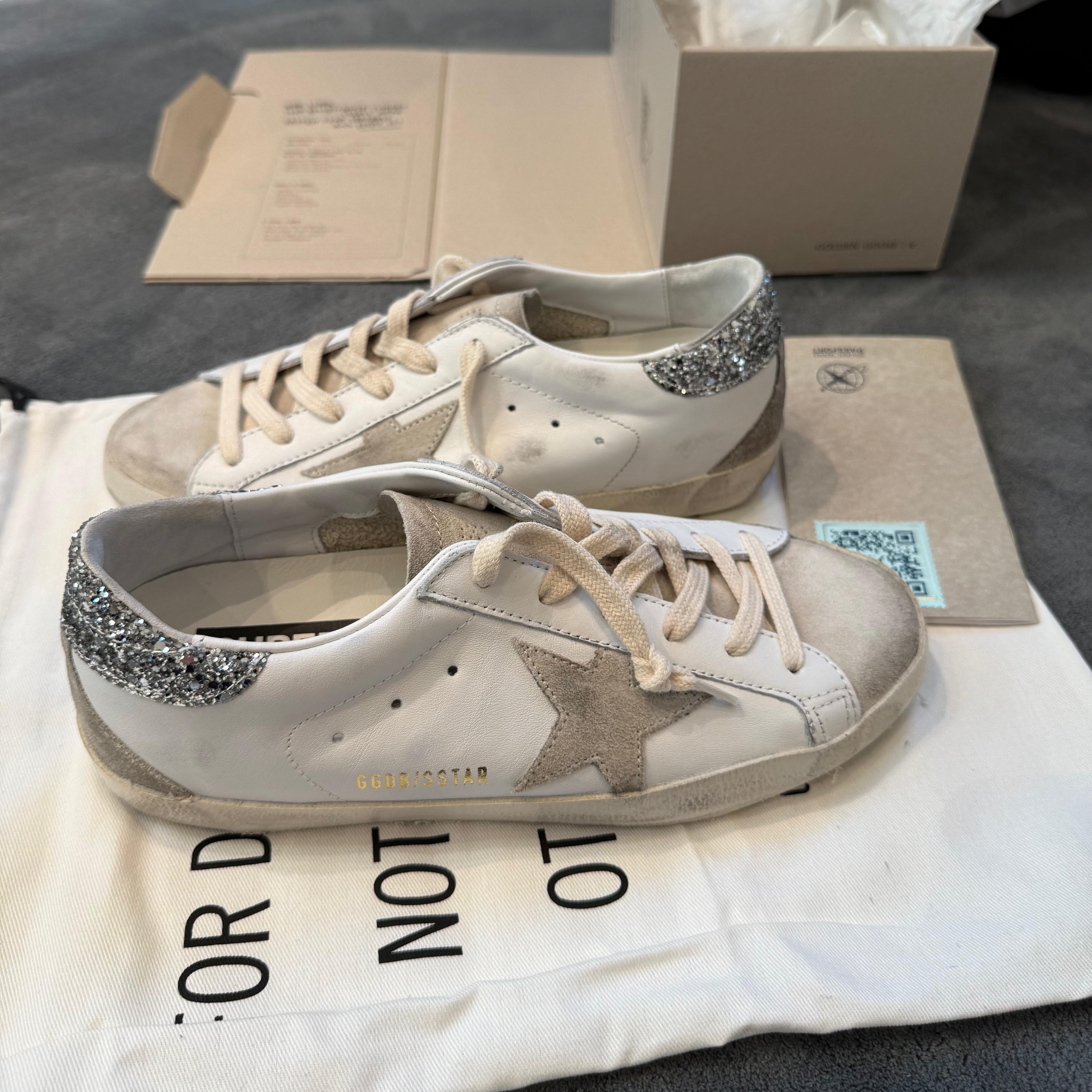 GOLDEN GOOSE SUPER STAR TACCO GLITTER SILVER