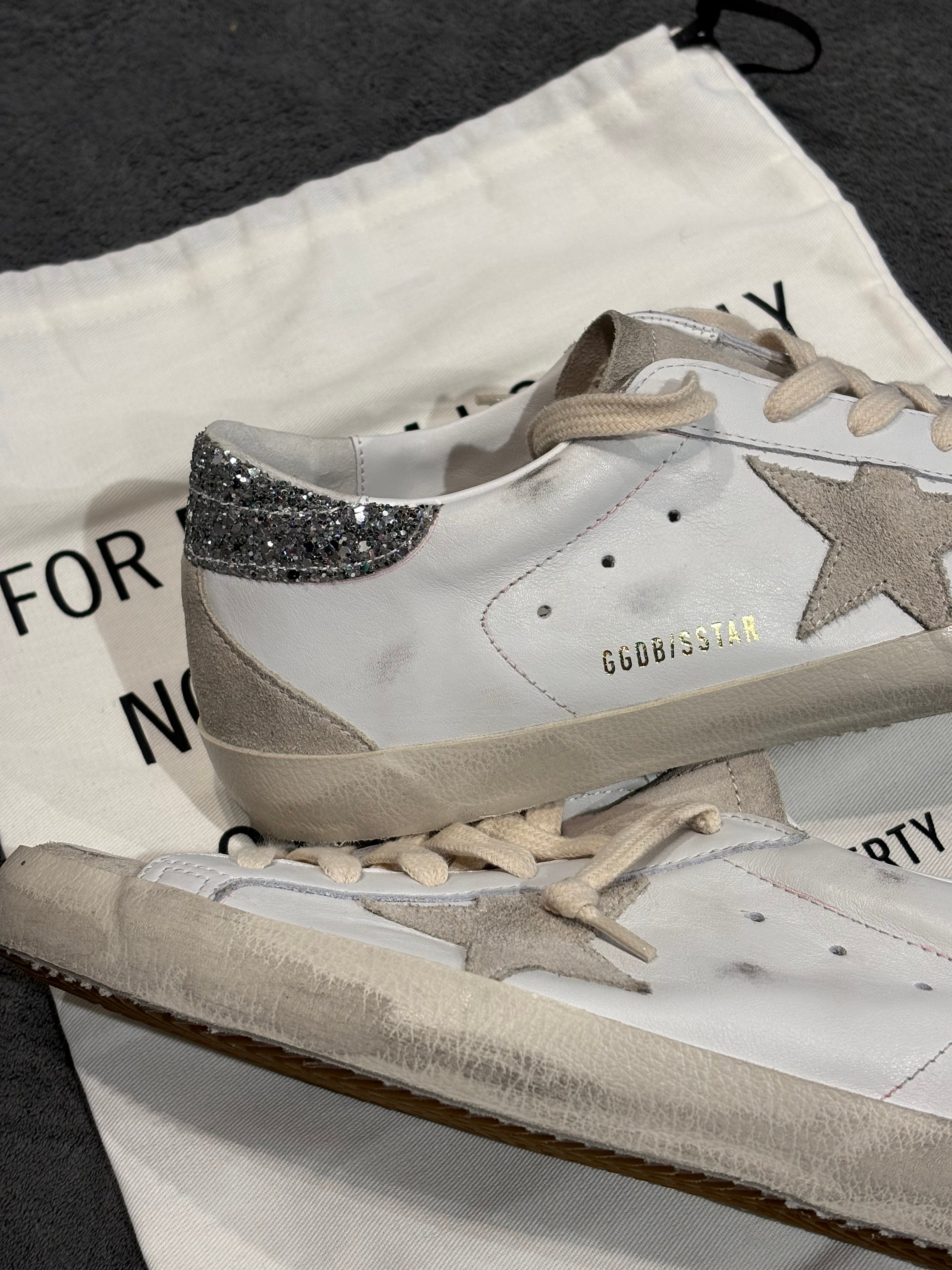 GOLDEN GOOSE SUPER STAR TACCO GLITTER SILVER