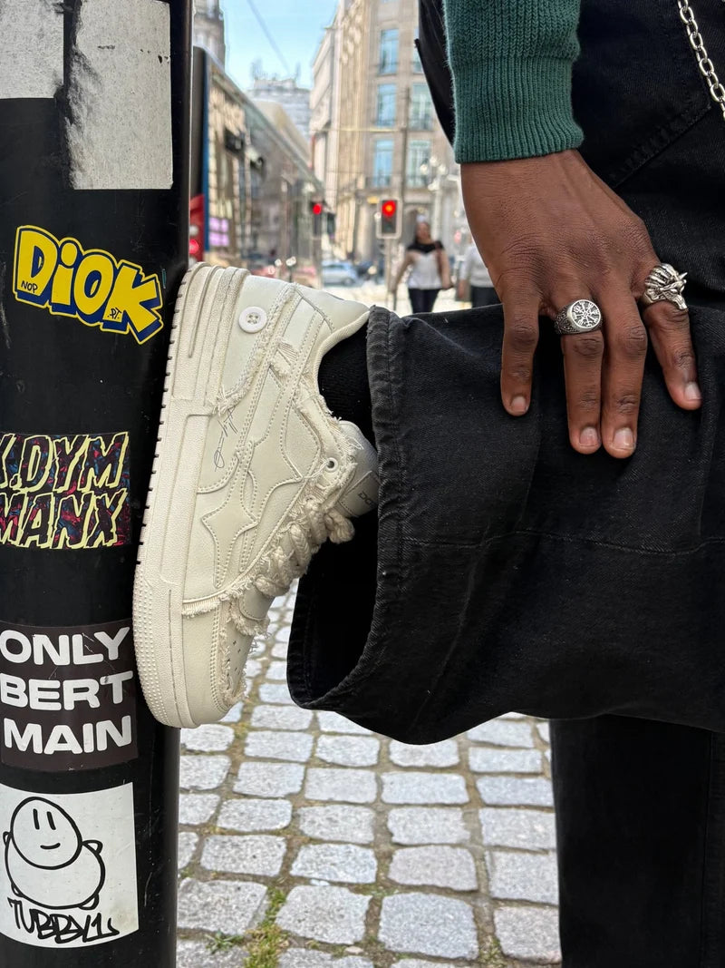 IMARSE CREAM DENIM SNEAKERS - Shoebuya Brand