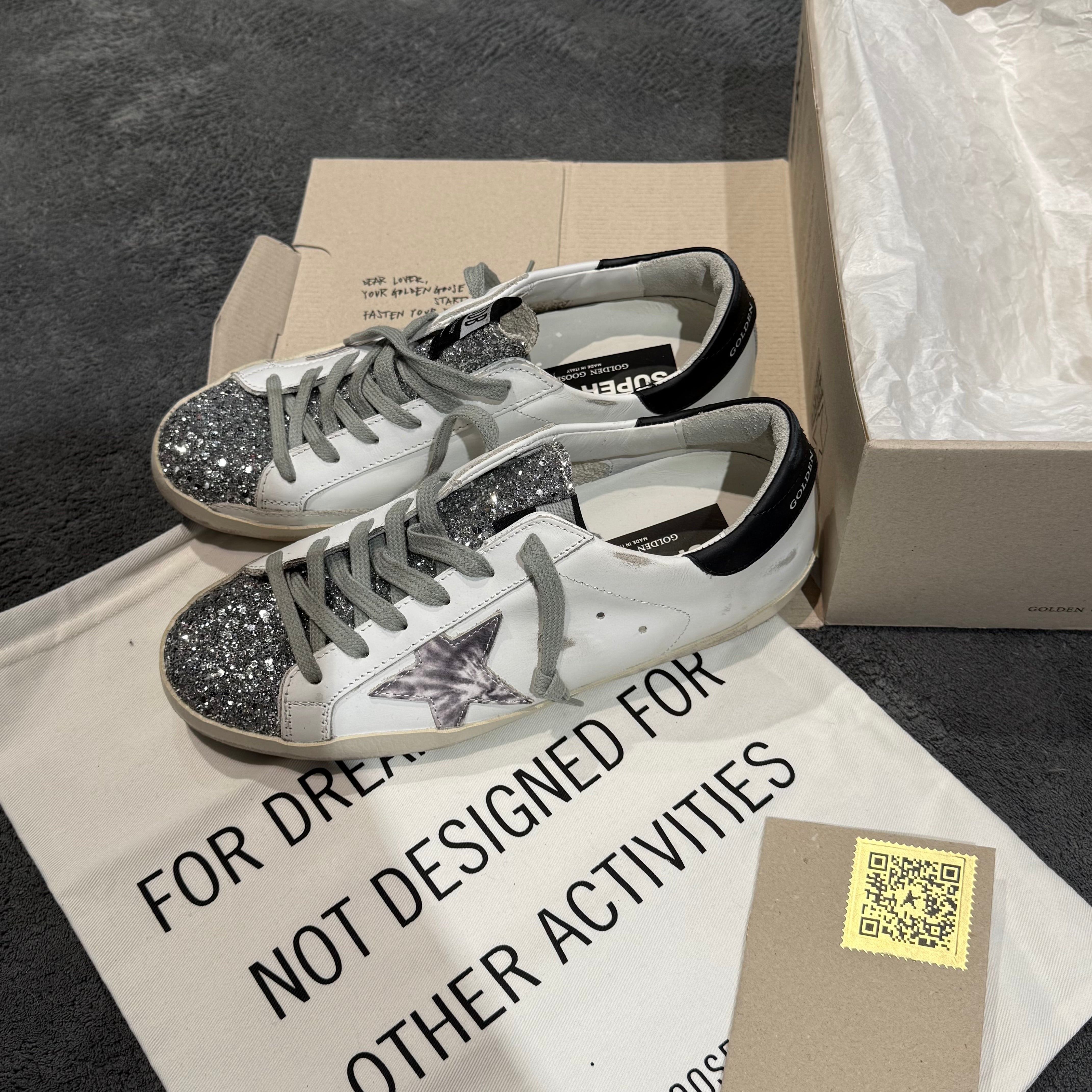 GOLDEN GOOSE SUPER STAR GLITTER TACCO NERO