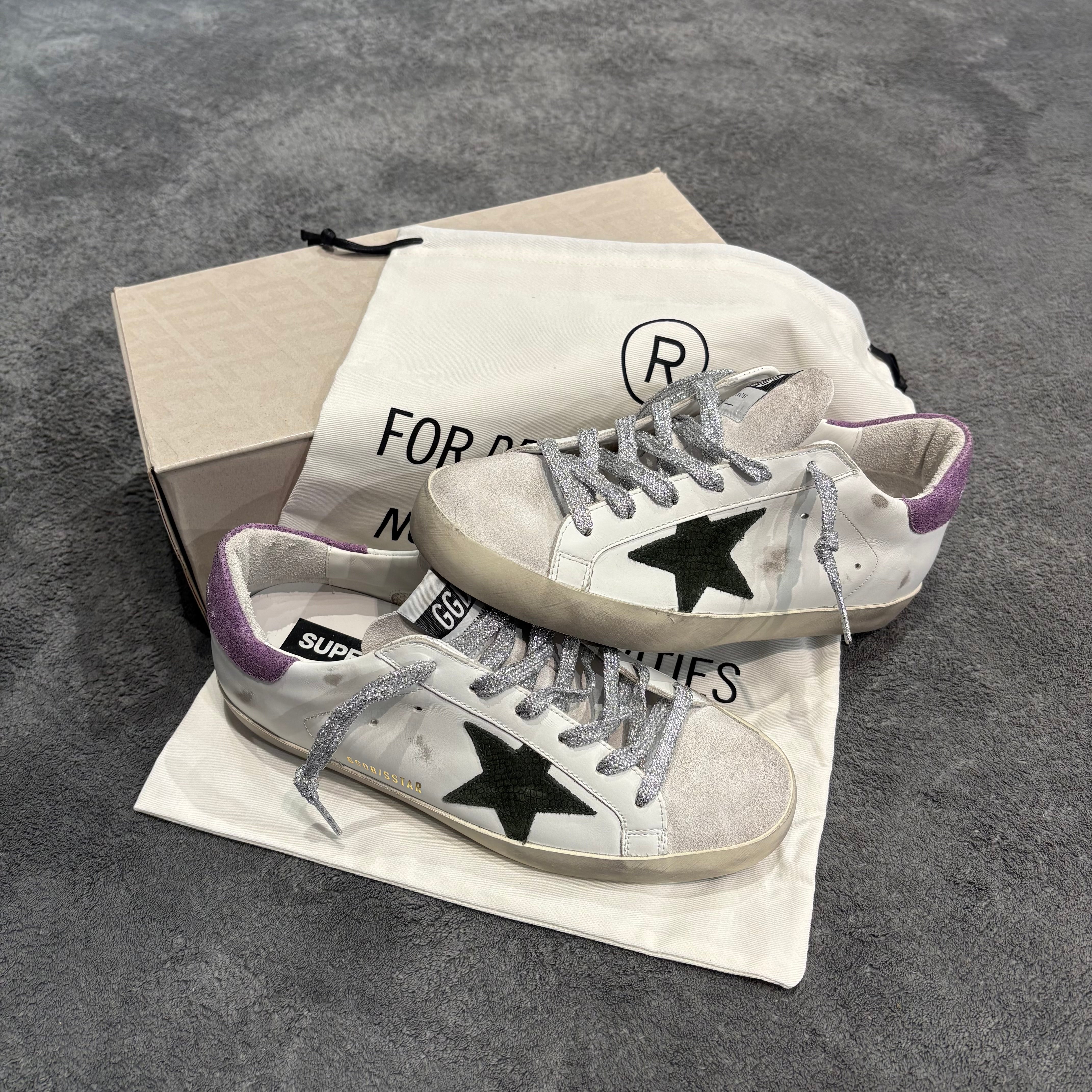 GOLDEN GOOSE SUPER STAR STELLA GREEN SUEDE & TACCO PURPLE SUDE