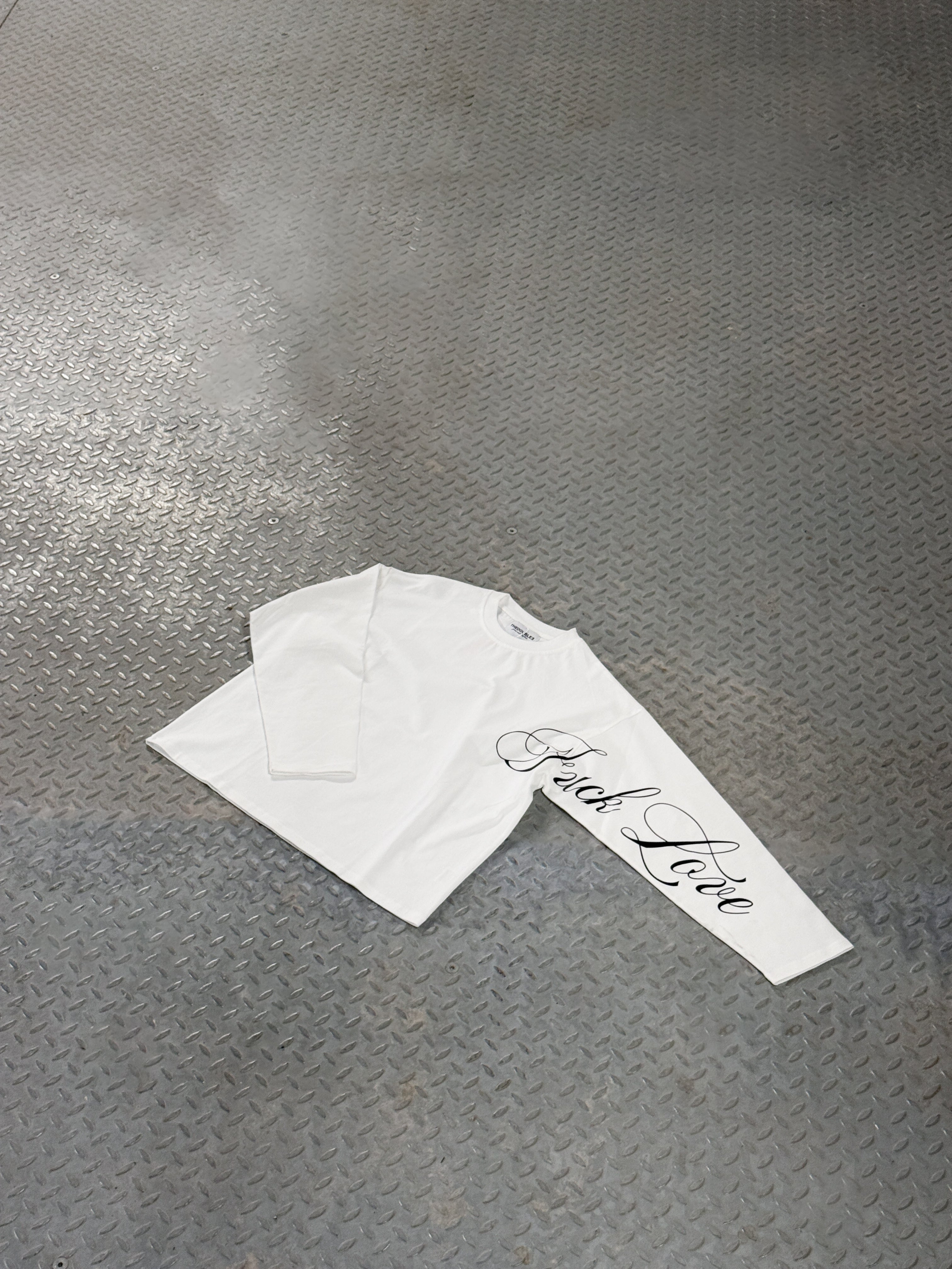 F**K LOVE WHITE BOXY LONGSLEEVE - TheDoubleE