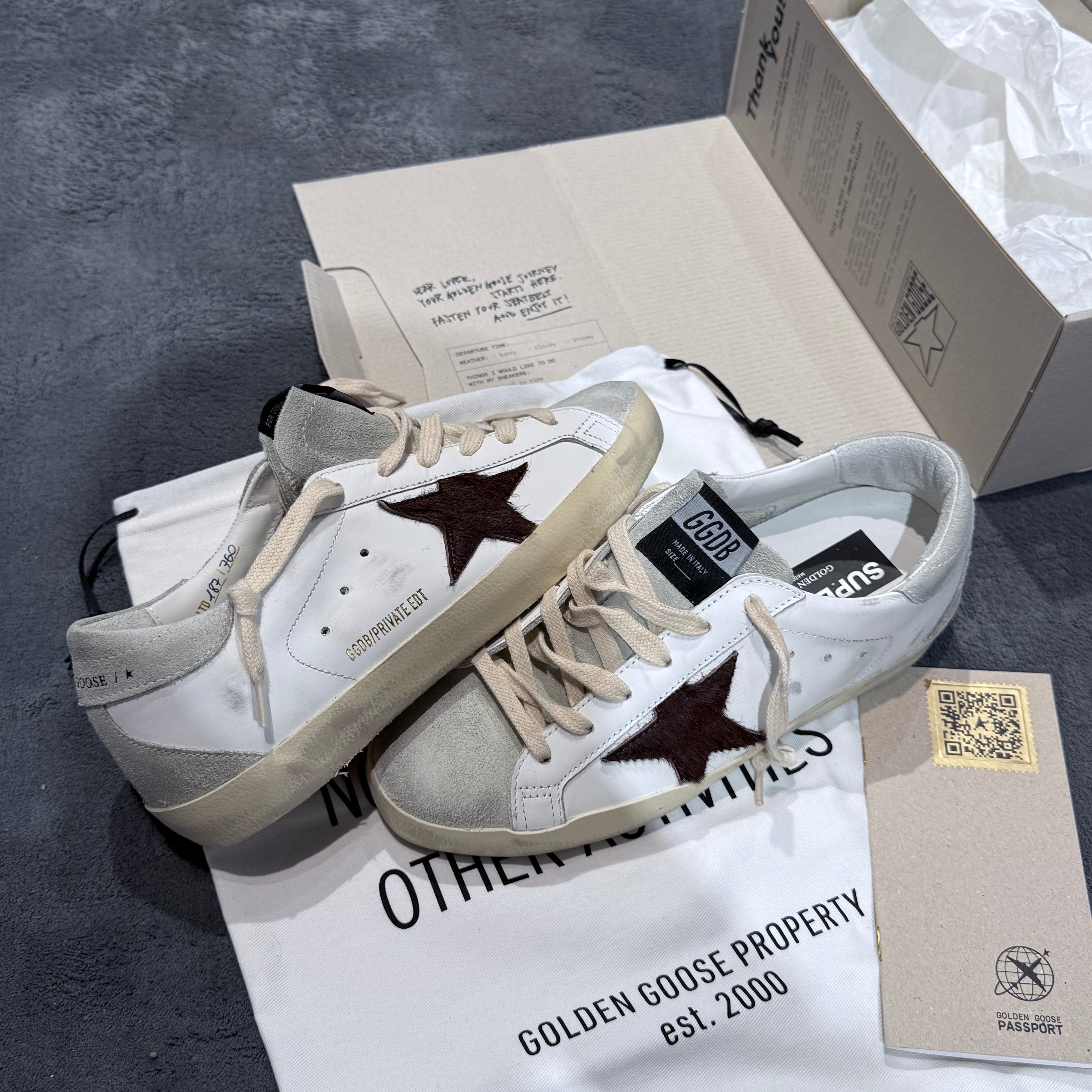 GOLDEN GOOSE SUPER STAR GREY STELLA BROWN CAVALLINO