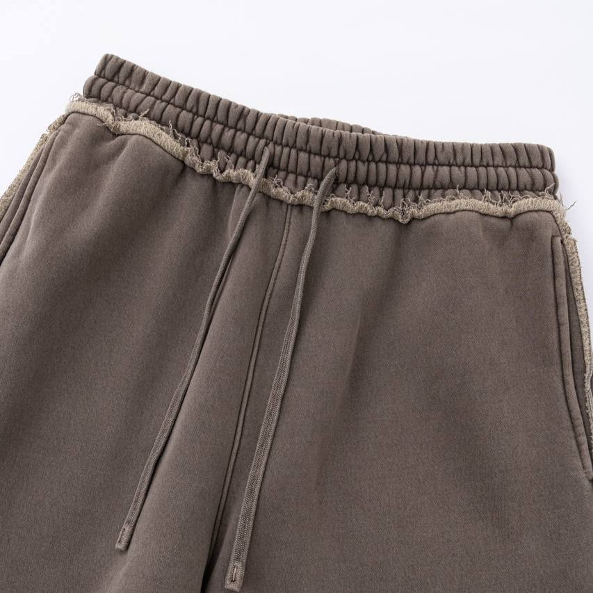 LOOSE DISTRESSED STRIPED STRAIGHT PANTS BLACK - Shoebuya Brand
