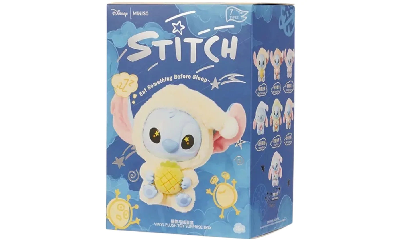 MINISO DISNEY STITCH EATING SOMETHING BEFORE SLEEP PLUSH KEYCHAIN