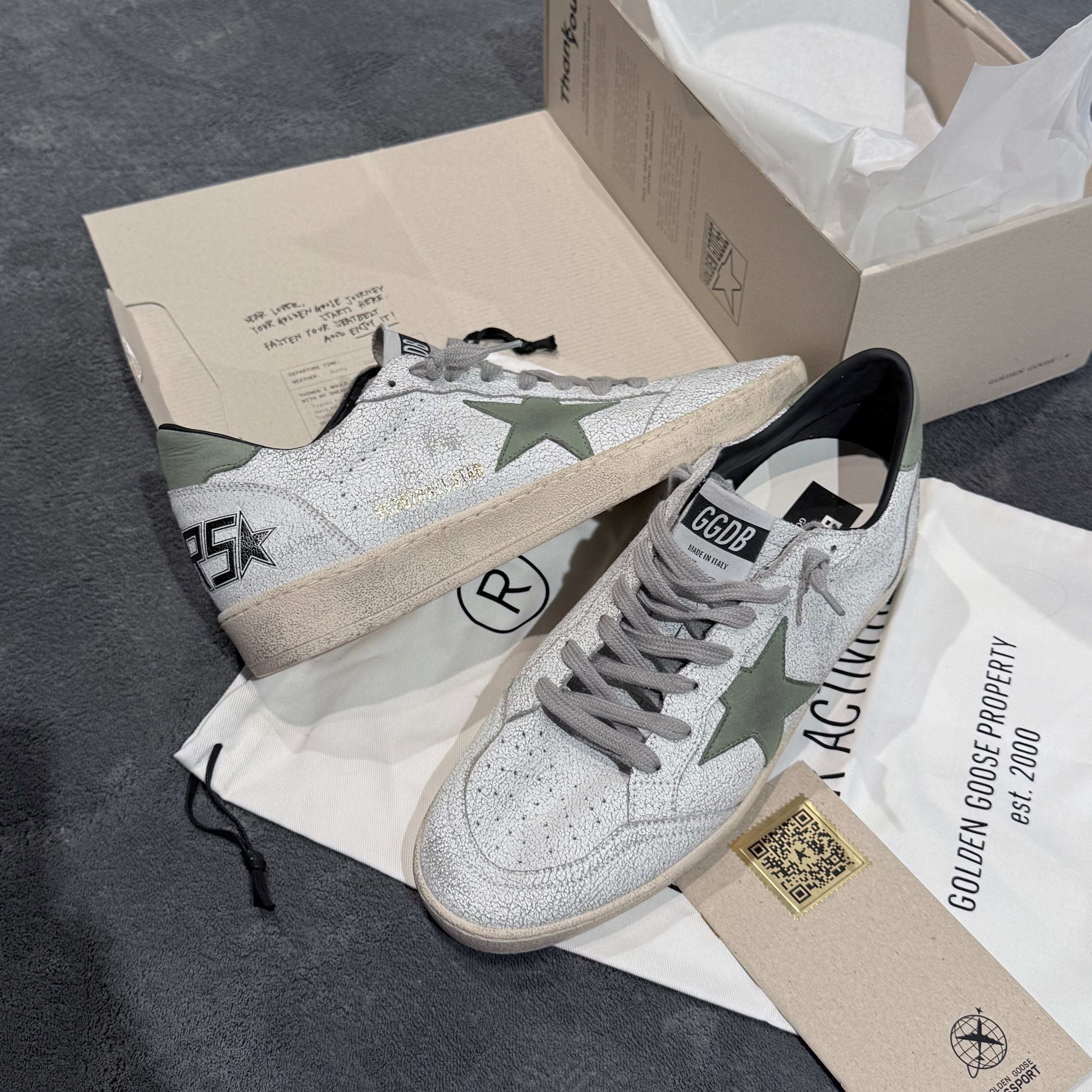 GOLDEN GOOSE BALLSTAR WHITE OLIVE