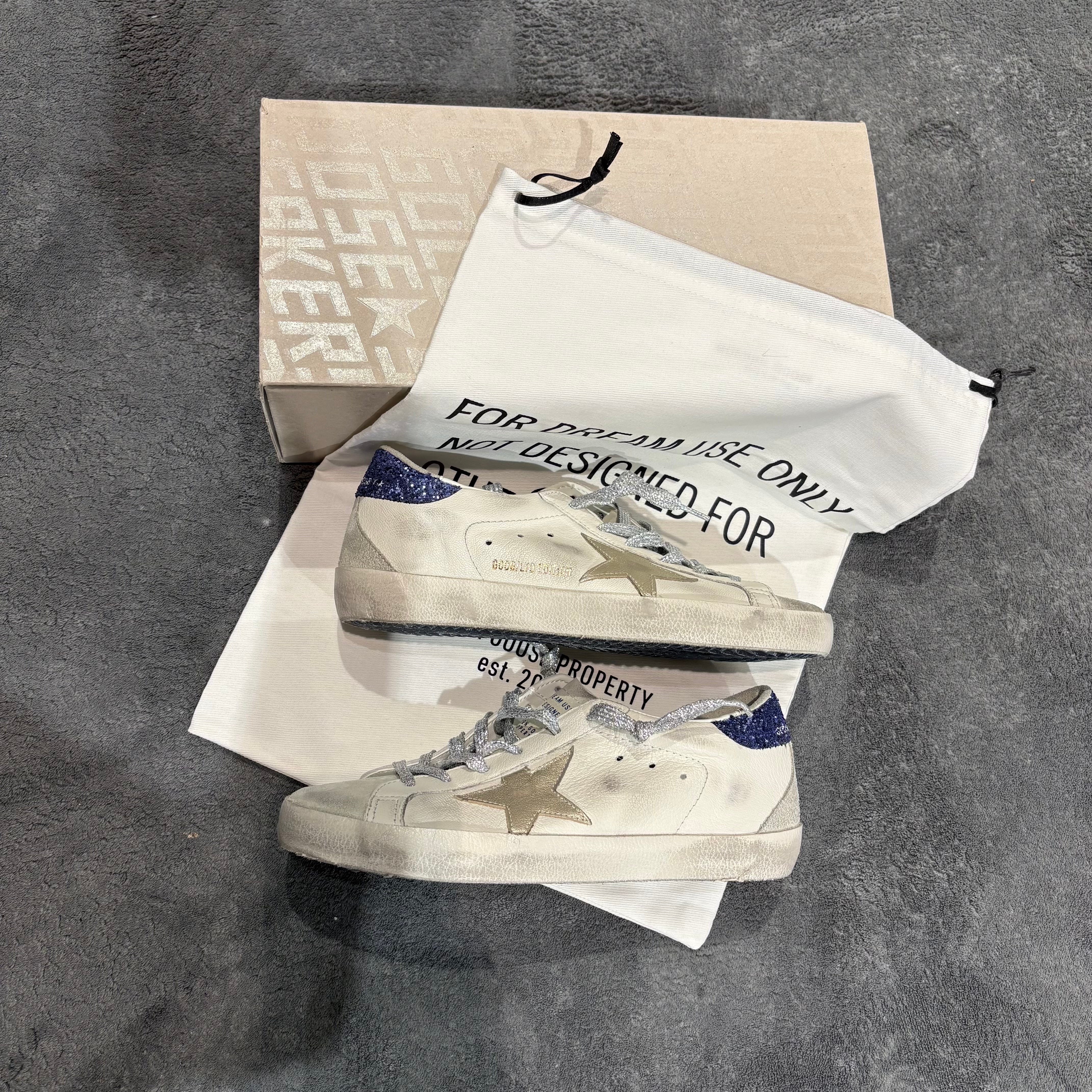 GOLDEN GOOSE SUPER STAR STELLA GOLD & TACCO VIOLET GLITTER