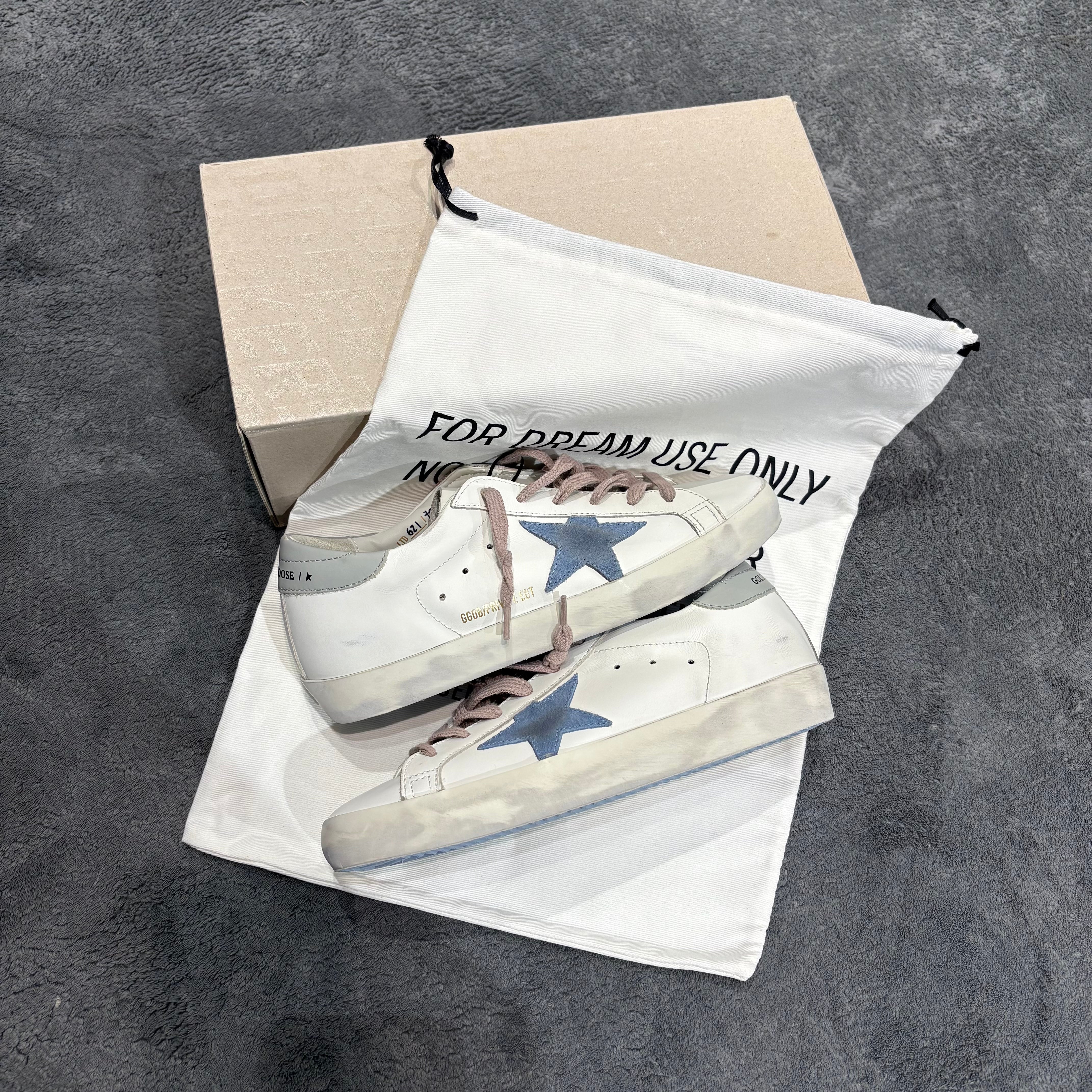 GOLDEN GOOSE SUPER STAR STELLA SUEDE BLUE & LACES PINK