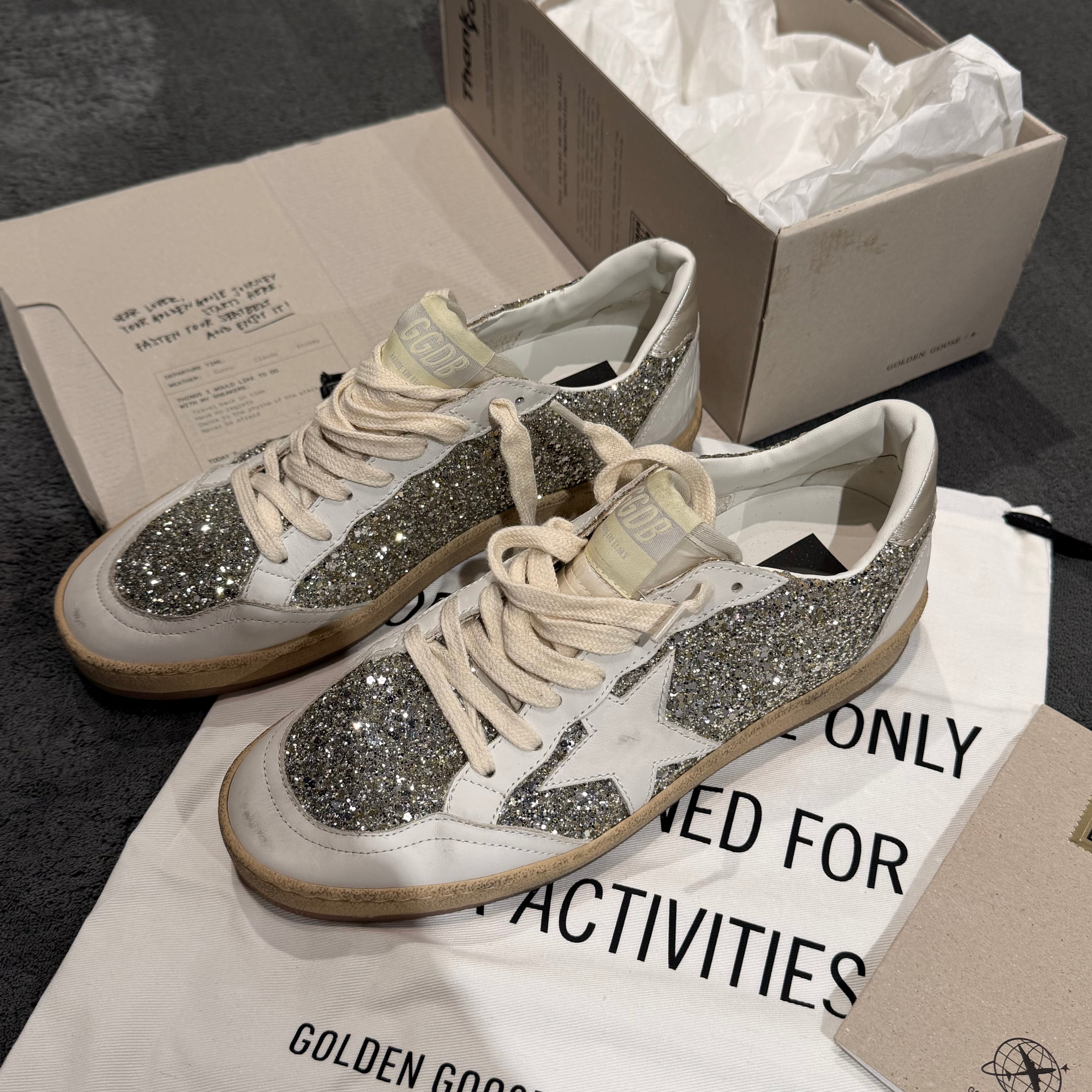 GOLDEN GOOSE BALLSTAR GLITTER UPPER LEATHER