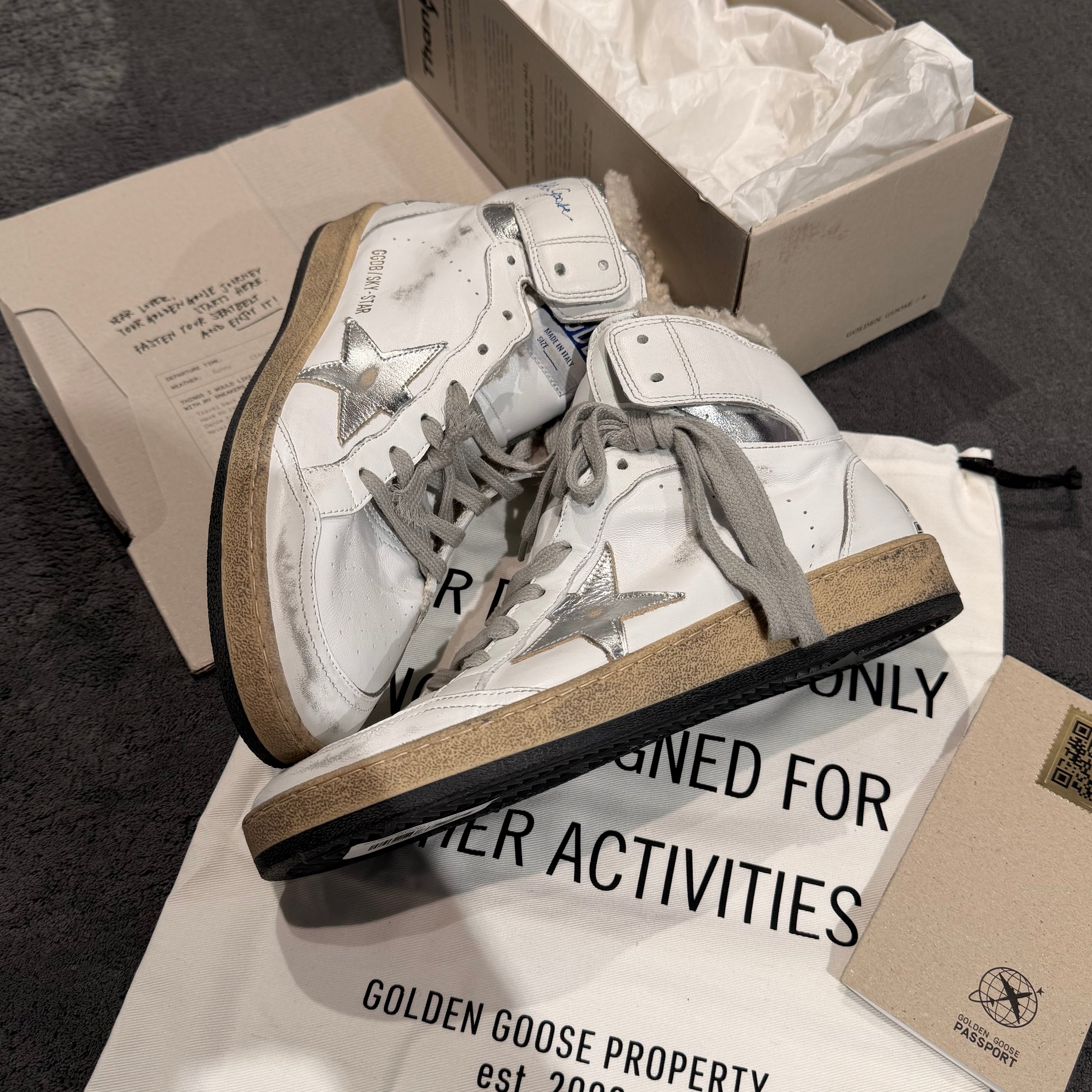 GOLDEN GOOSE SKY STAR STELLA METALLIC SILVER & INTERNO TEDDY