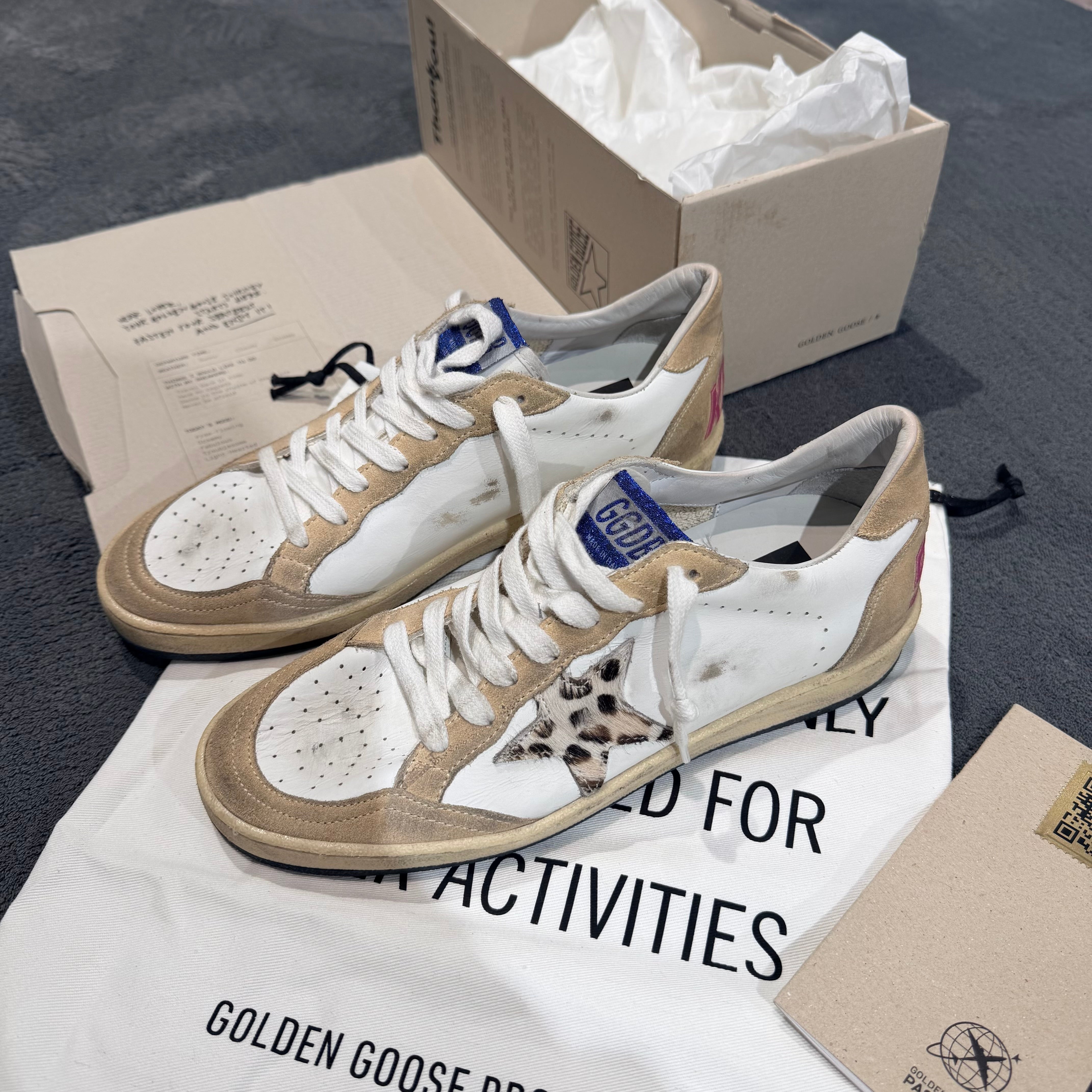 GOLDEN GOOSE BALLSTAR STELLA LIGHT LEOPARD & TACCO PINK