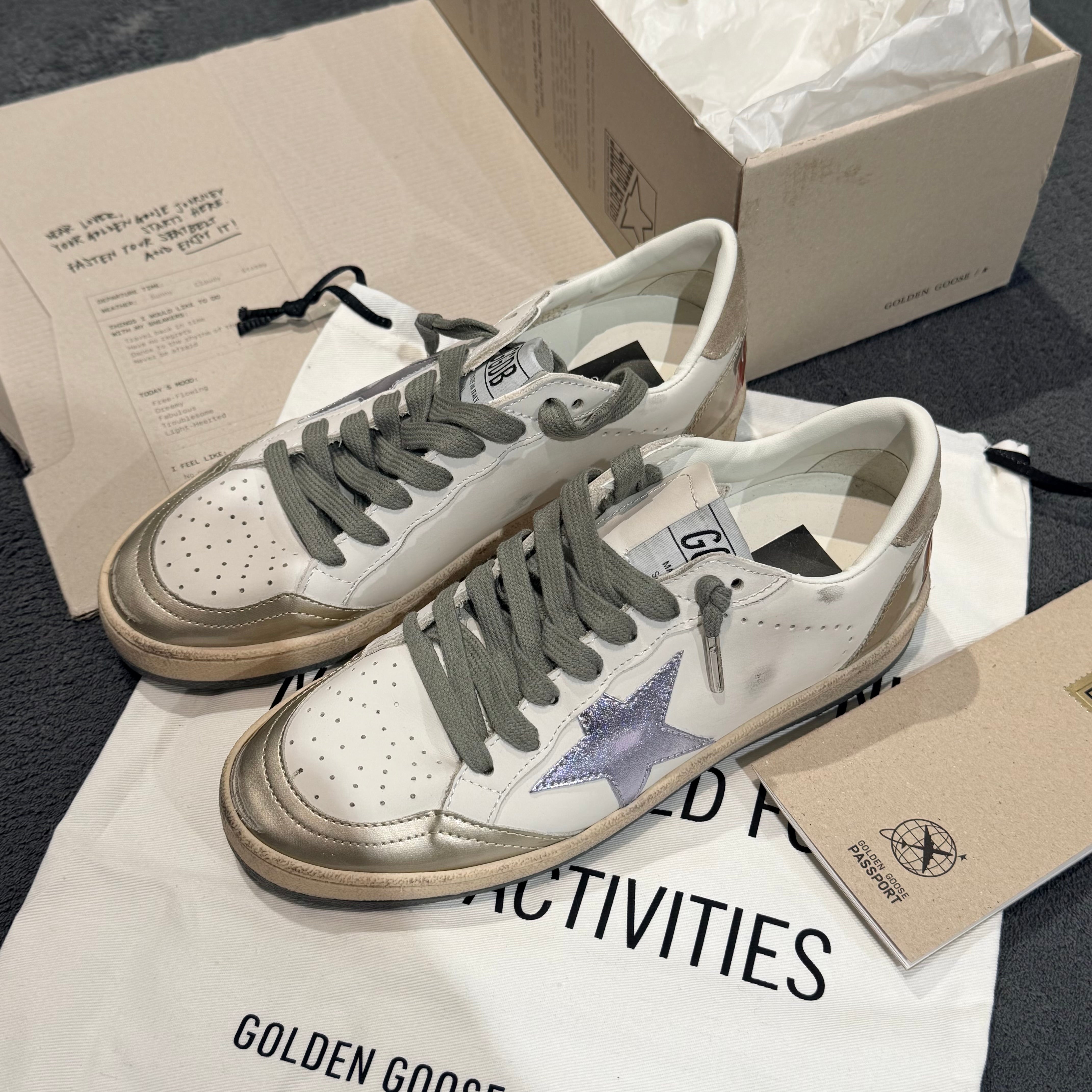 GOLDEN GOOSE BALLSTAR STELLA & TACCO METALLIC SILVER