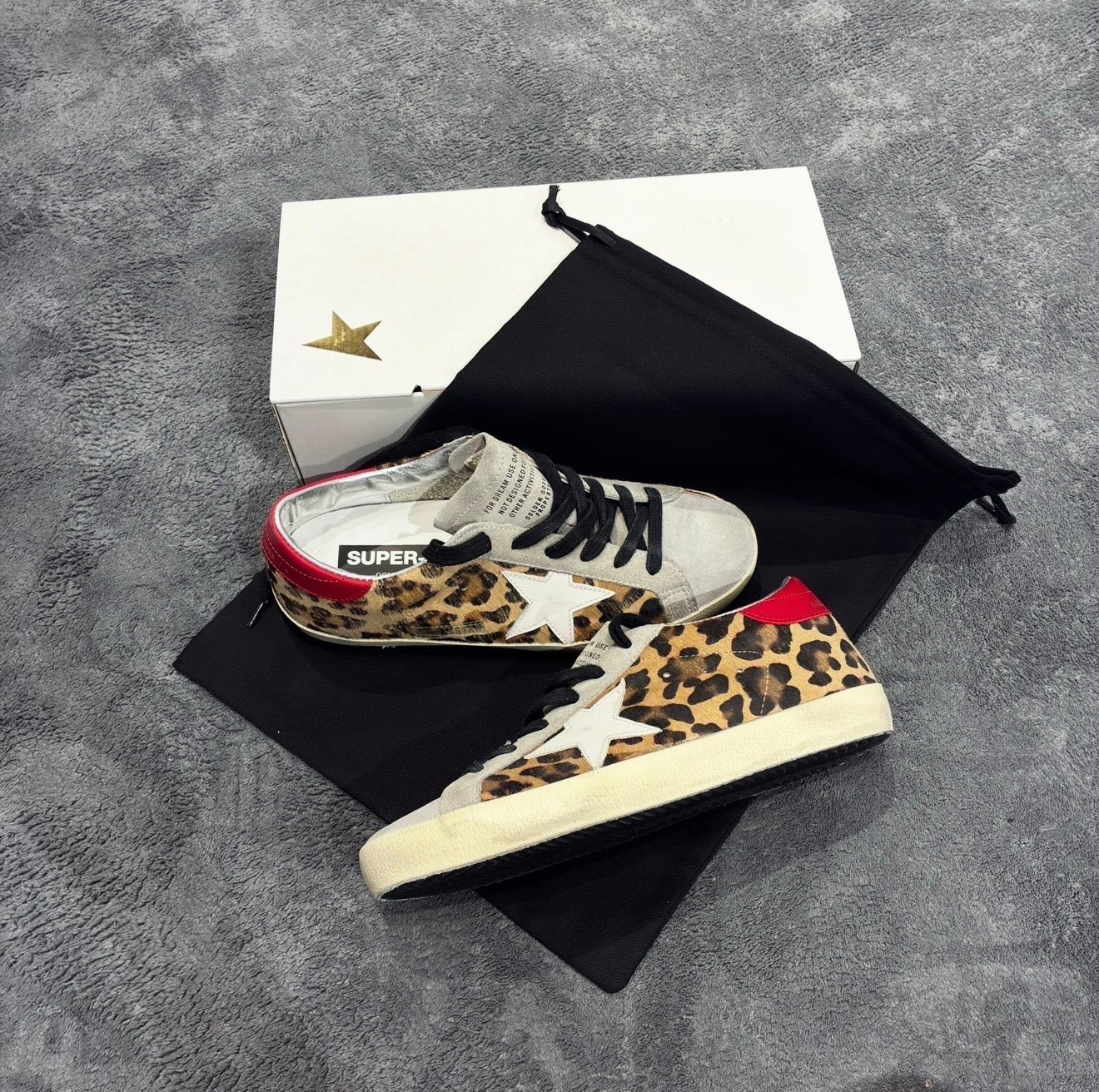 GOLDEN GOOSE SUPER STAR SUEDE GREY LEOPARD TACCO PURPLE