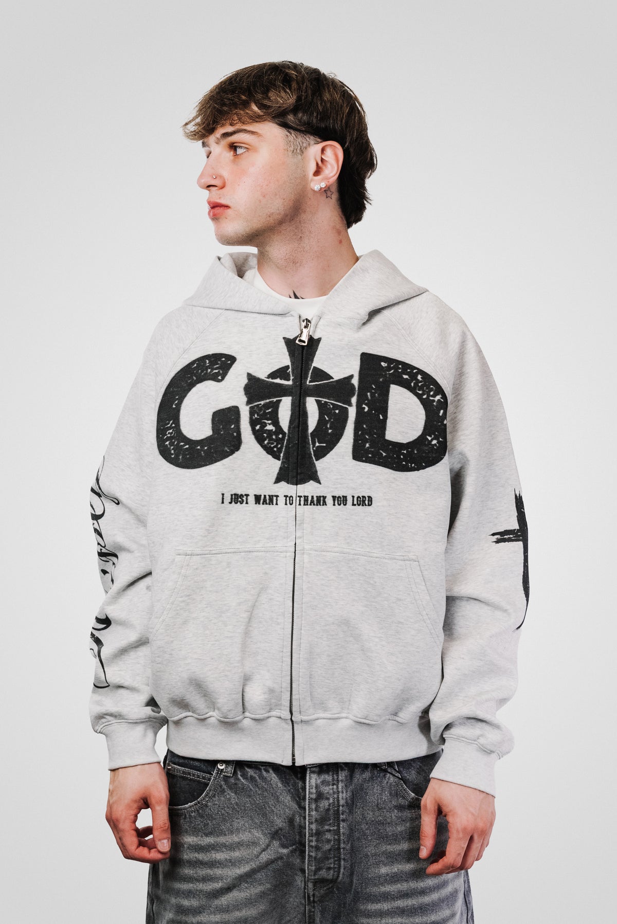 THANK YOU LORD GREY HOODIE - Noissey Brand