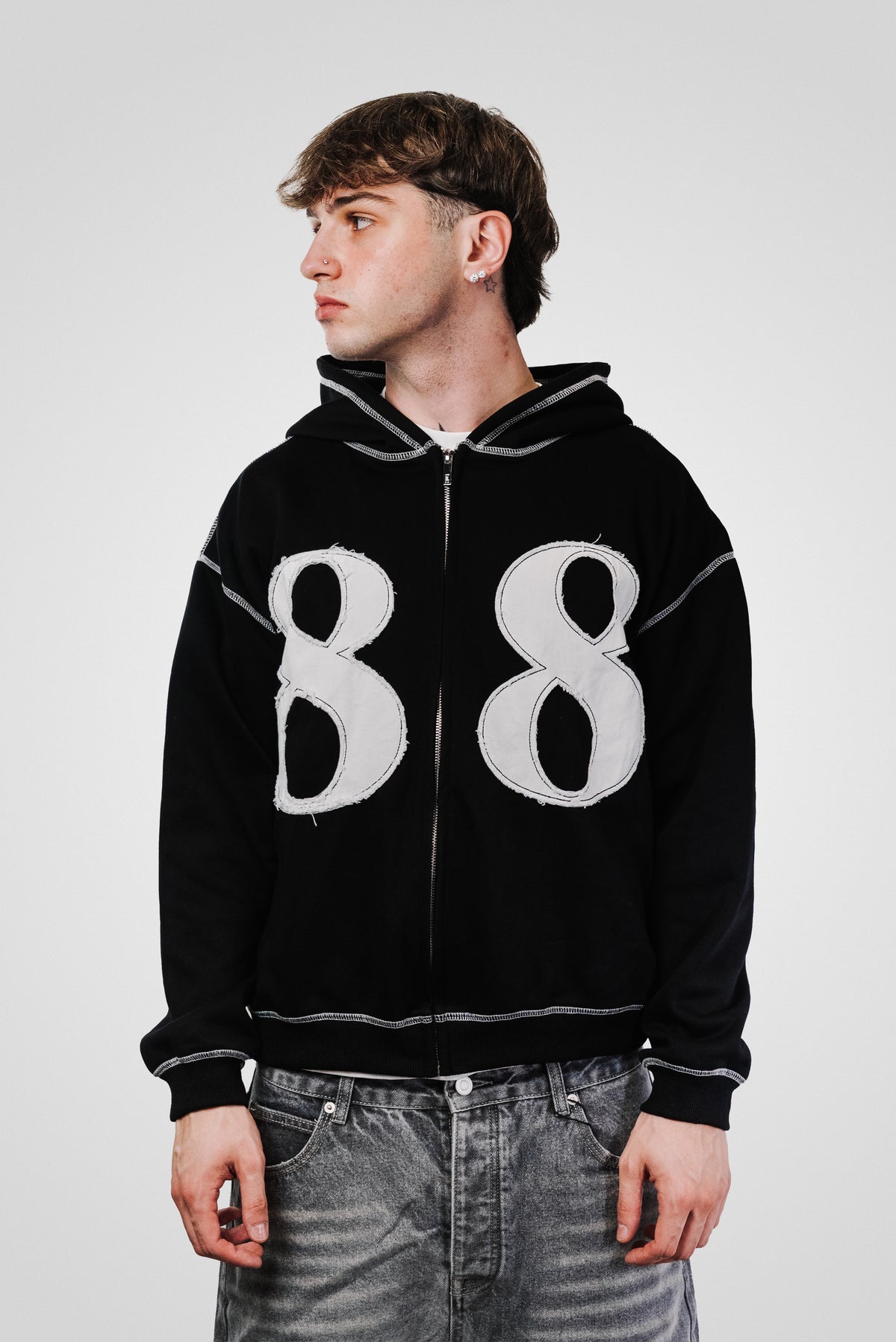 88 PATCH BLACK HOODIE - Shoebuya Design