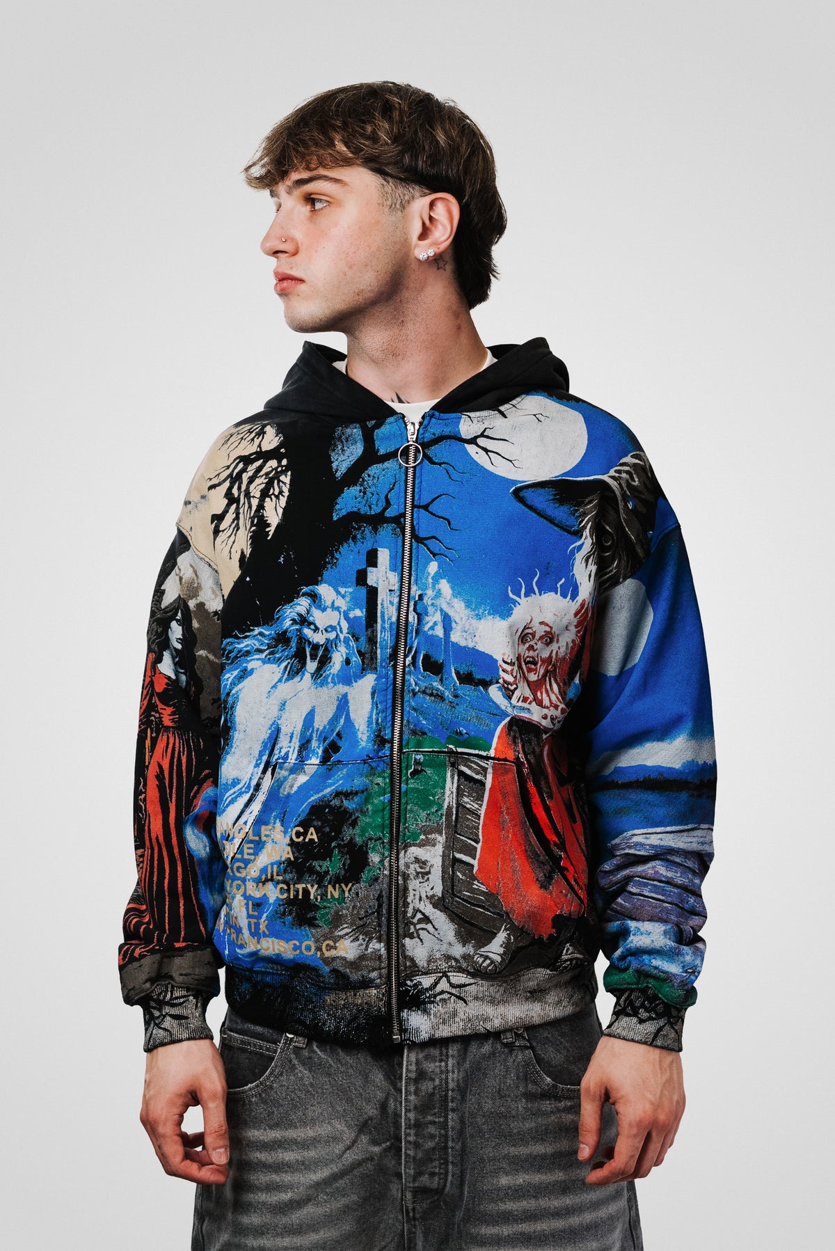 SCARY WASHED BLACK HOODIE - Shoebuya Design