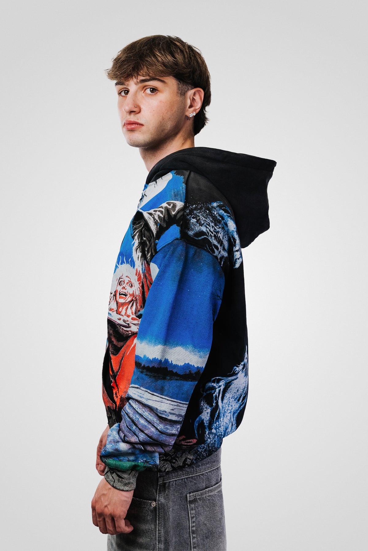 SCARY WASHED BLACK HOODIE - Shoebuya Design
