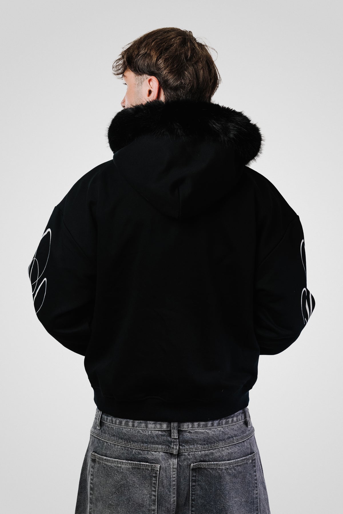 MYG FUR BLACK HOODIE - Shoebuya Design
