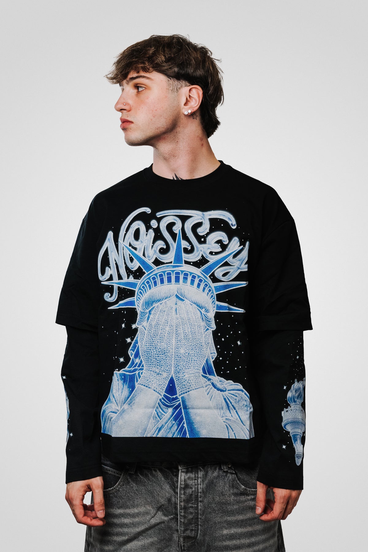 STATUE NY BLACK DOUBLE LONGSLEEVE - Noissey Brand