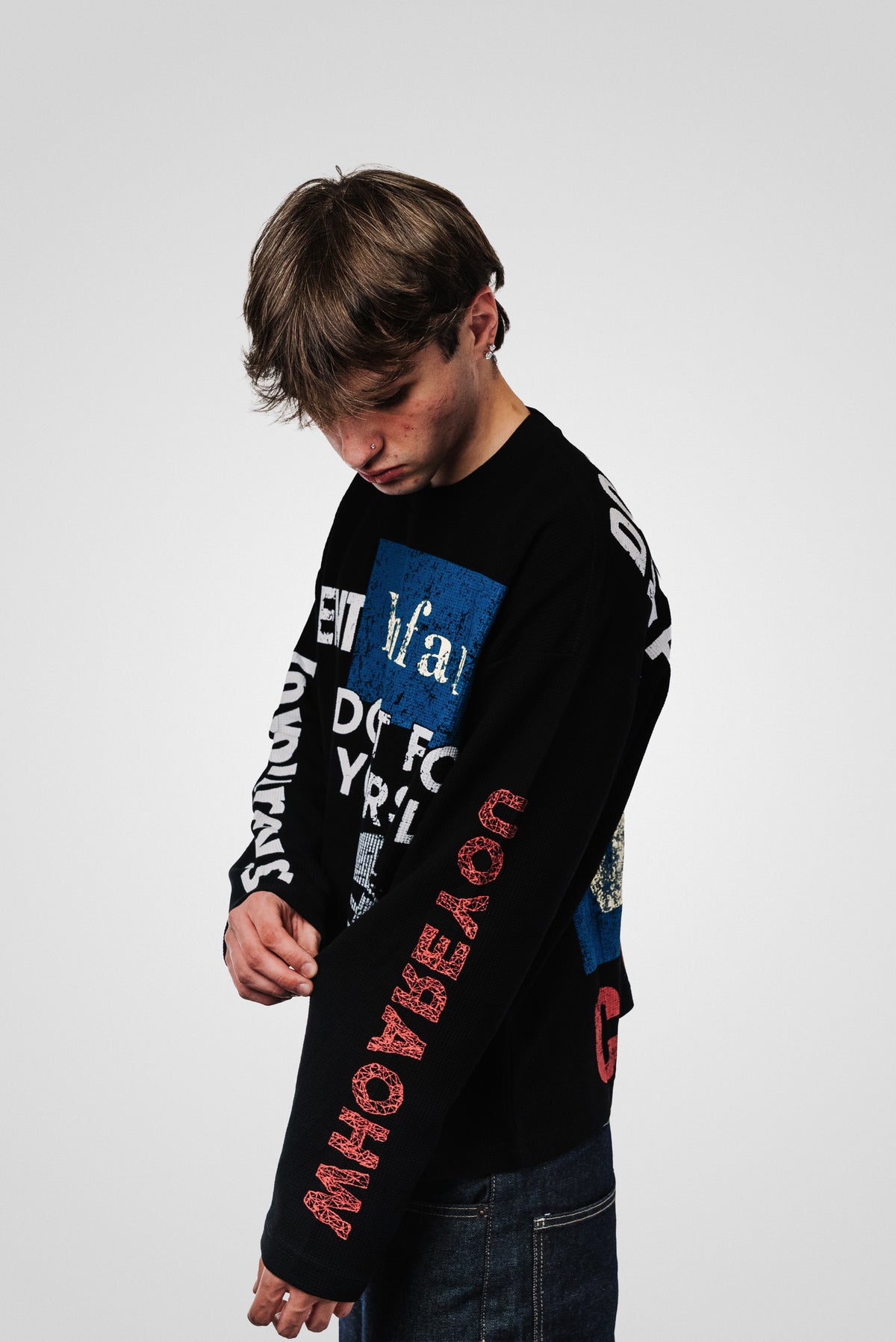 PAPER WAFFLE LONGSLEEVE BLACK - Shoebuya Design