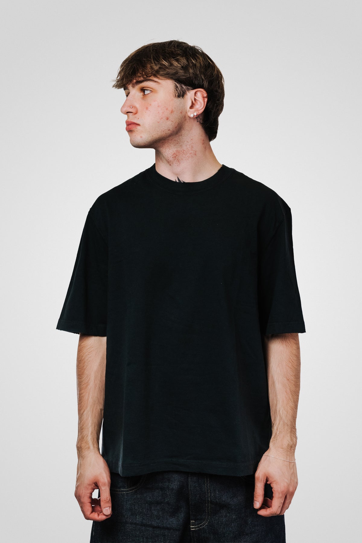 GOLDEN GOOSE PATCH LOGO DARK GREY TEE