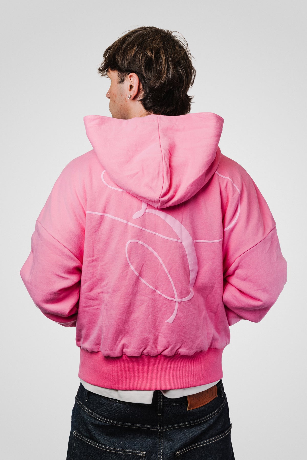PIGGY WAFFLE DOUBLE LAYER PINK HOODIE - TheDoubleE