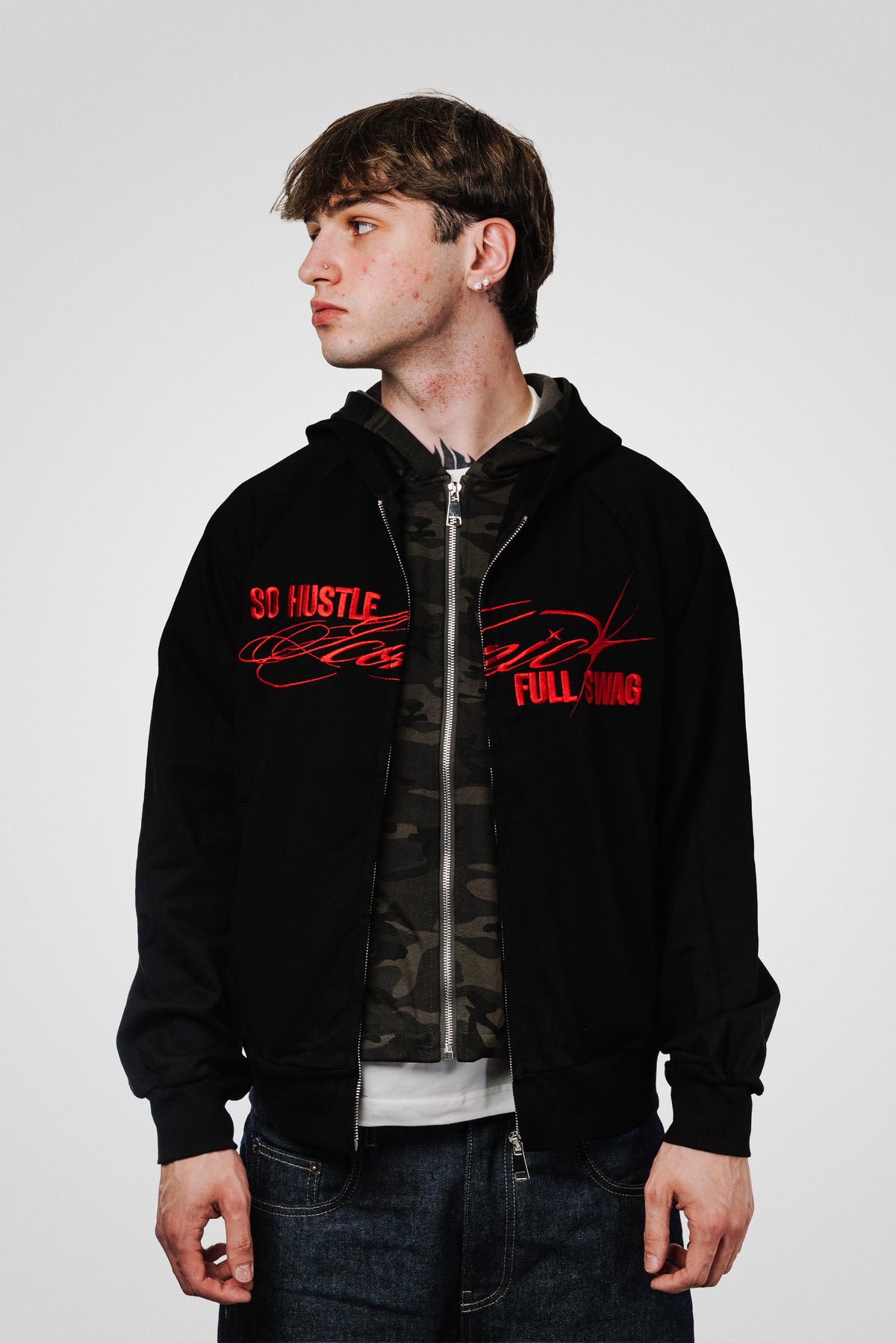 FULL SWAG BLACK ZIP HOODIE - Shoebuya Design