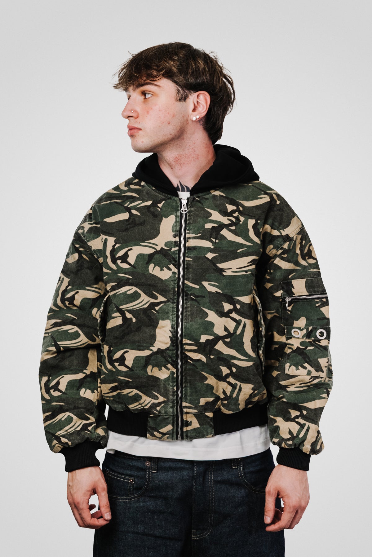 BOMBER CAMO GREEN JACKET - Shoebuya Design