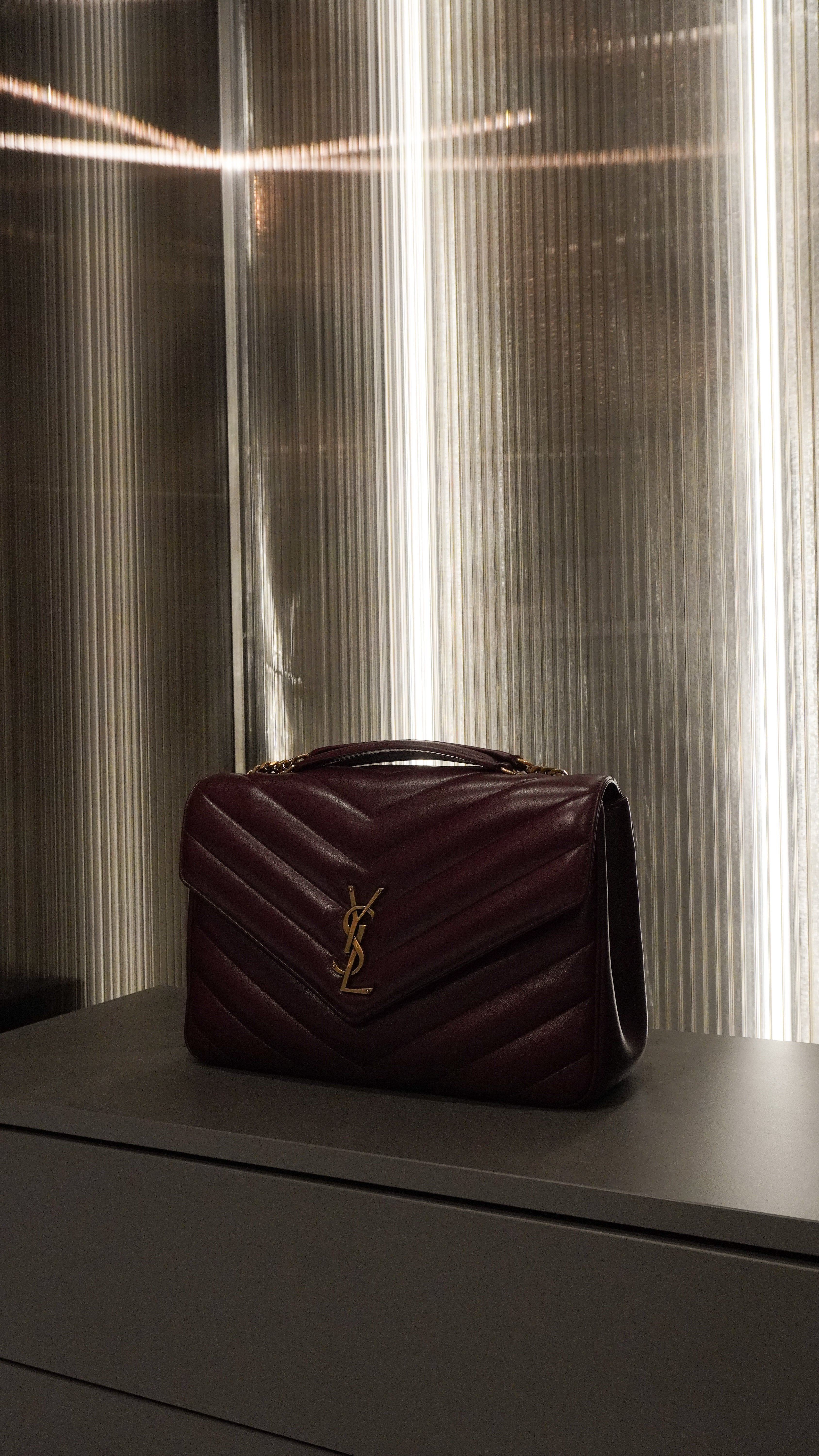 BORSA LOULOU BIG IN PELLE DI VITELLO TRAPUNTATA BORDEAUX - Yves Saint Laurent