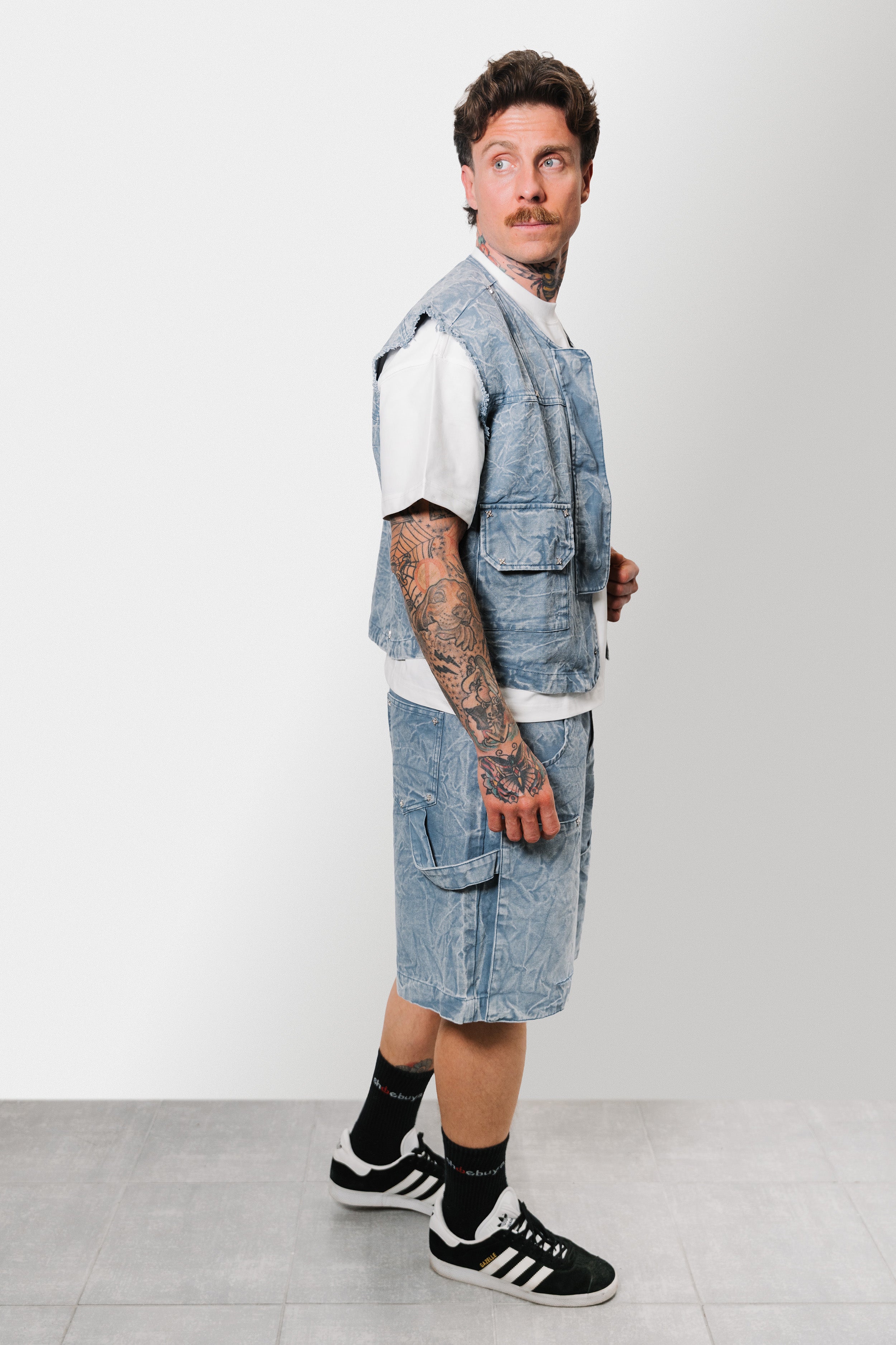 KAIROH DENIM SUIT SET WASHED GREY - Mon Elysee