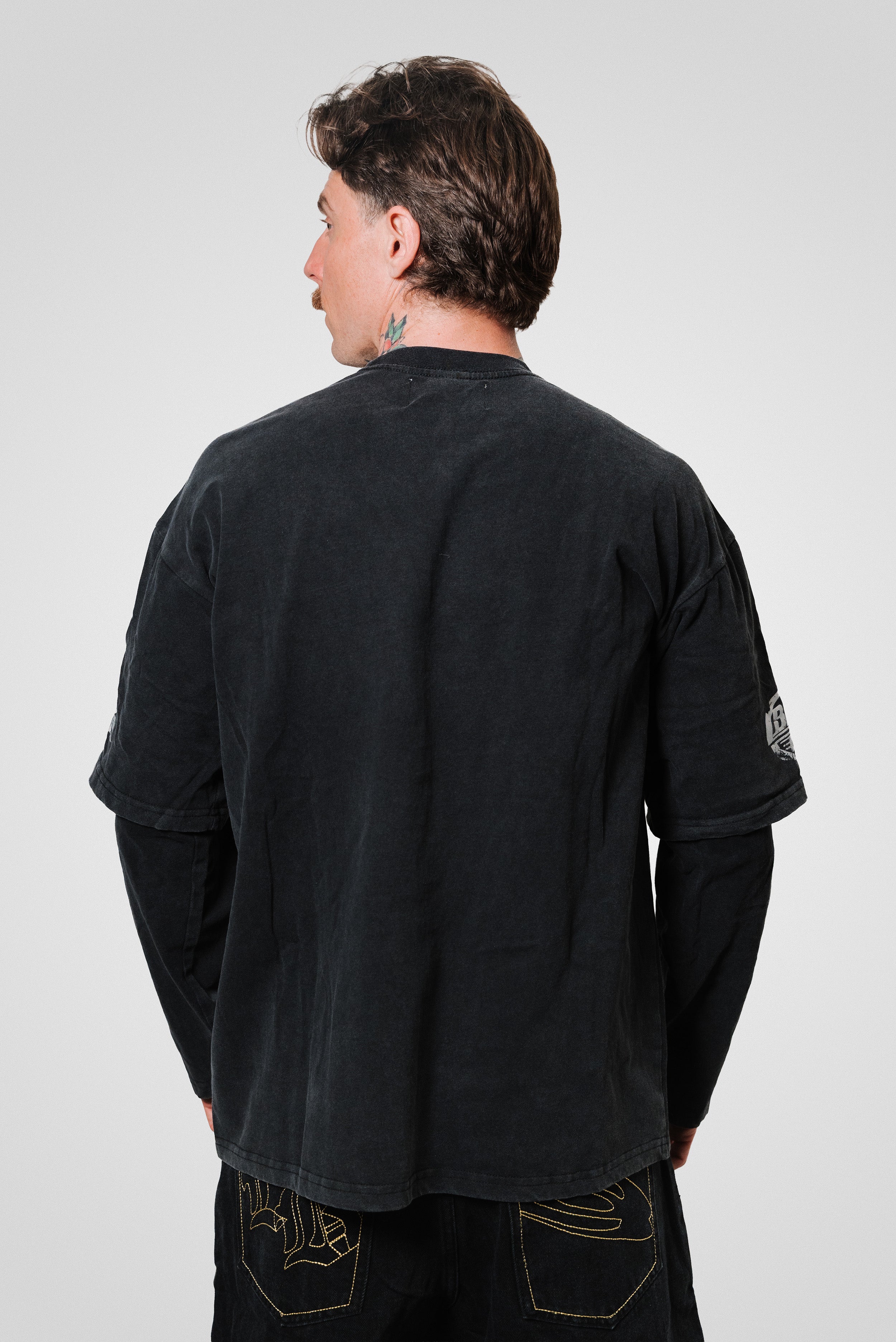 BROTHERS WASHED BLACK DOUBLE LONGSLEEVE - Shoebuya Design