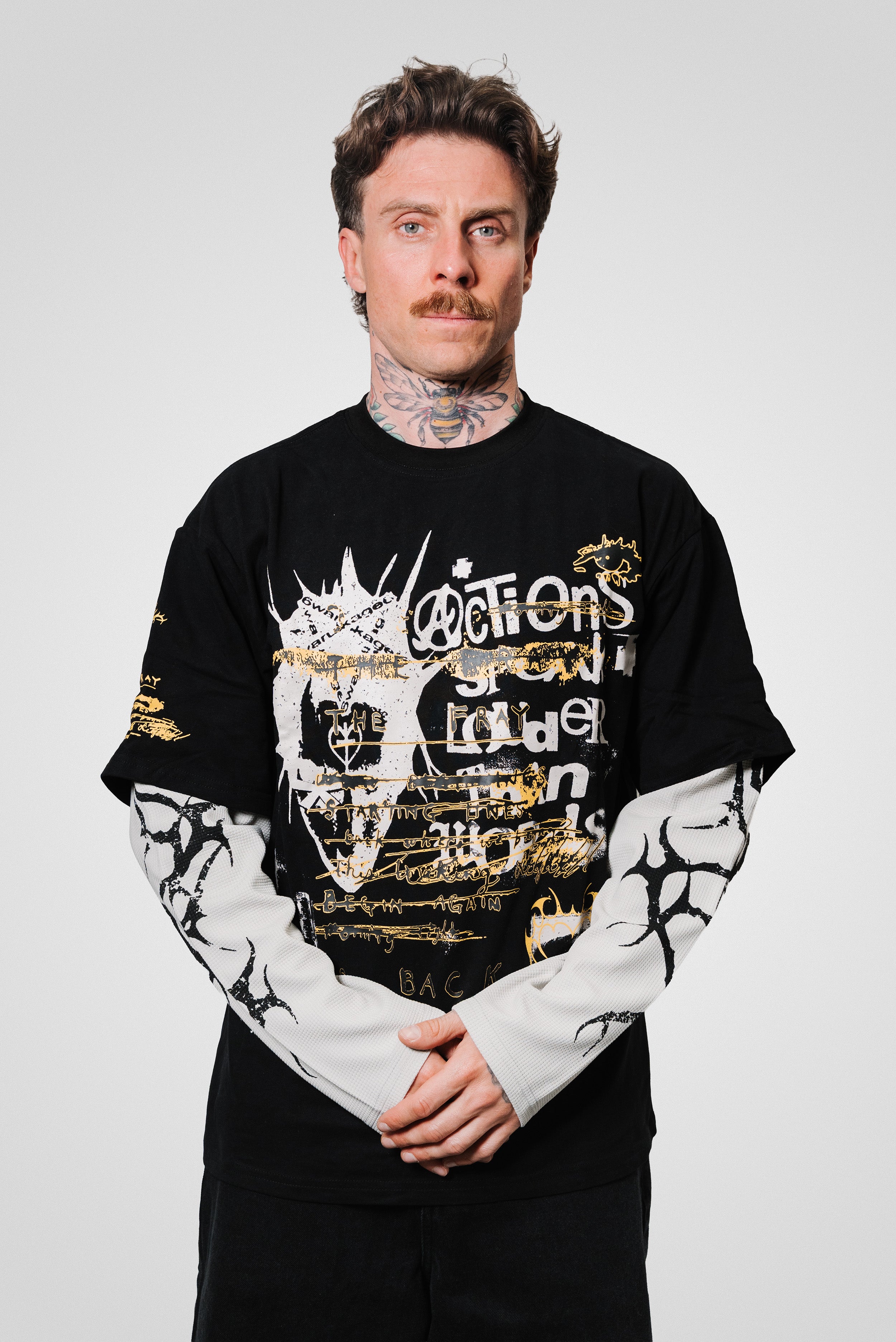 ACTION SLEEVE WAFFLE LONGSLEEVE BLACK - Shoebuya Design