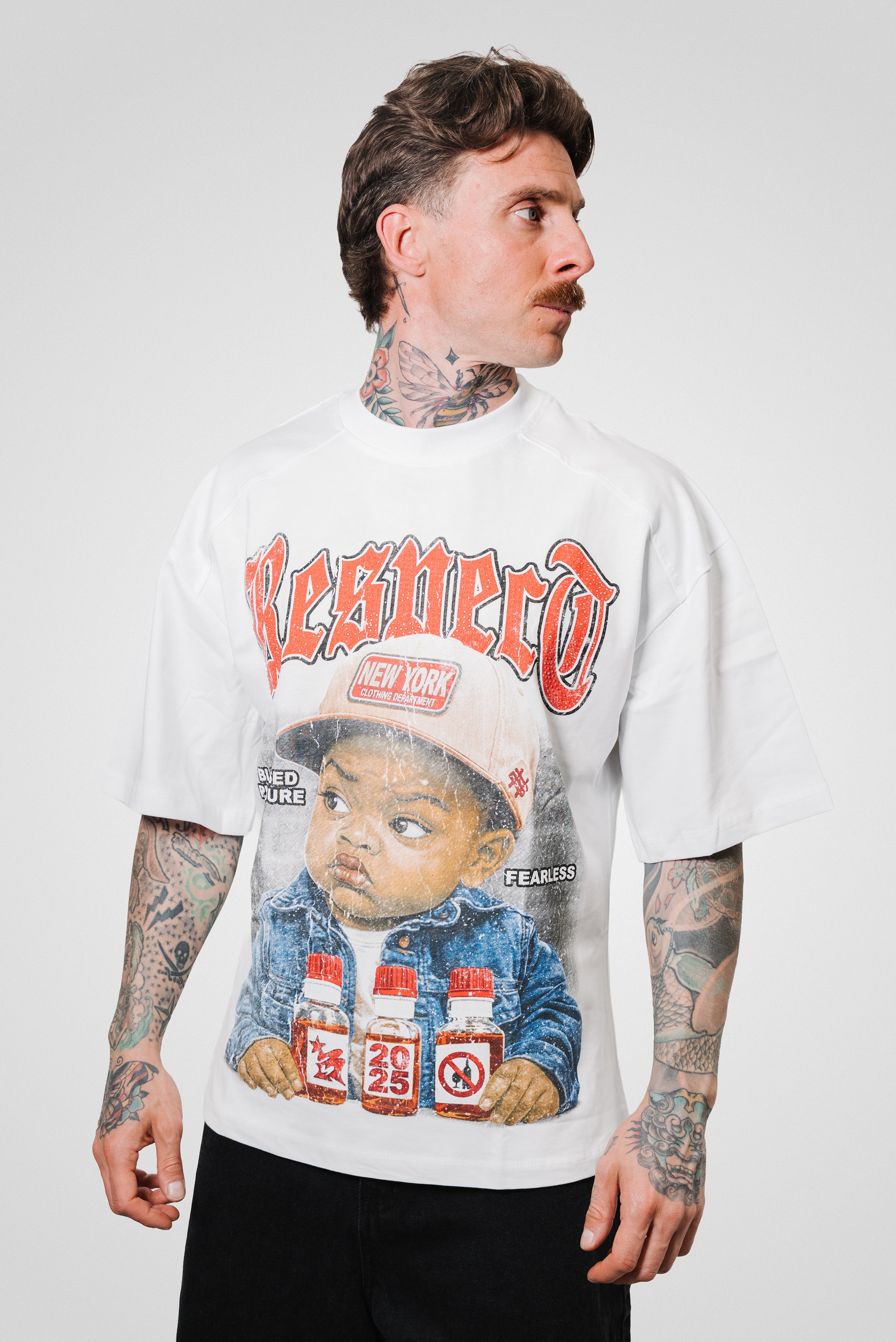 RESPECT GLITTER TEE WHITE