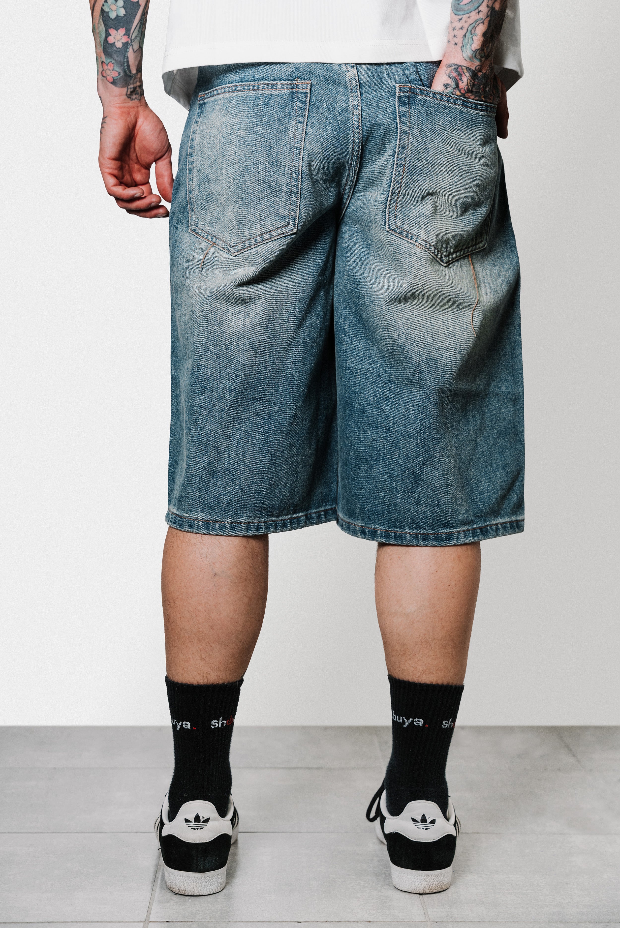 PLESTIC BAGGY DENIM SHORTS - Replacement Brand