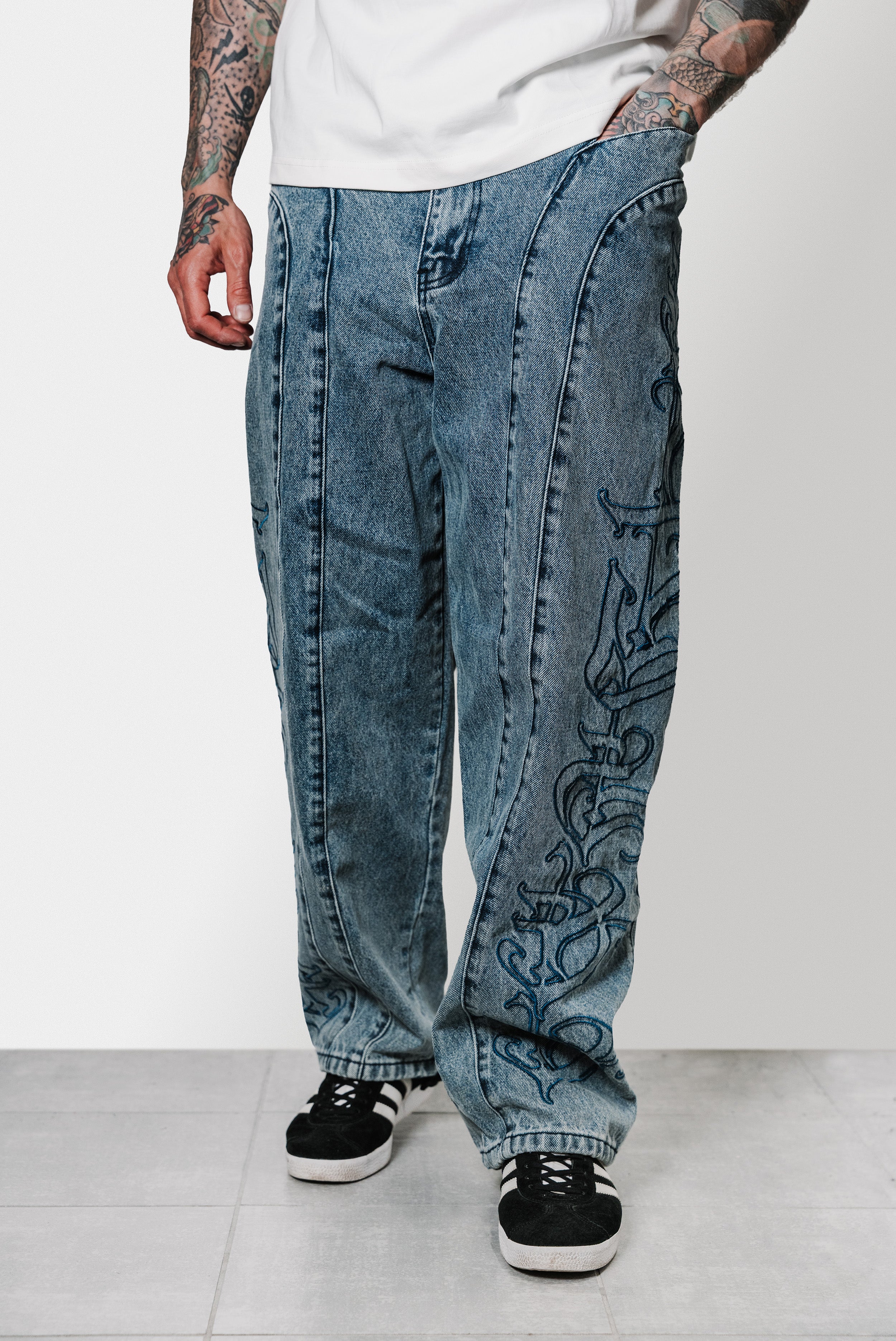 ELYSEE DENIM PANTS WASHED BLUE - Mon Elysee