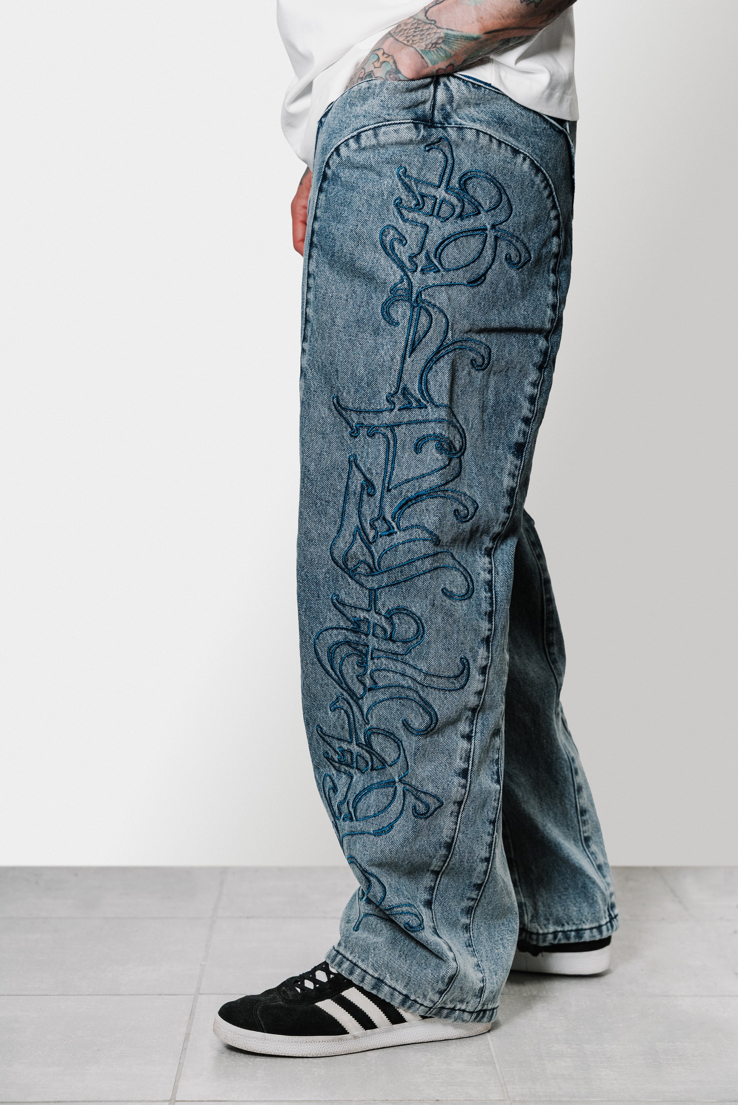 ELYSEE DENIM PANTS WASHED BLUE - Mon Elysee