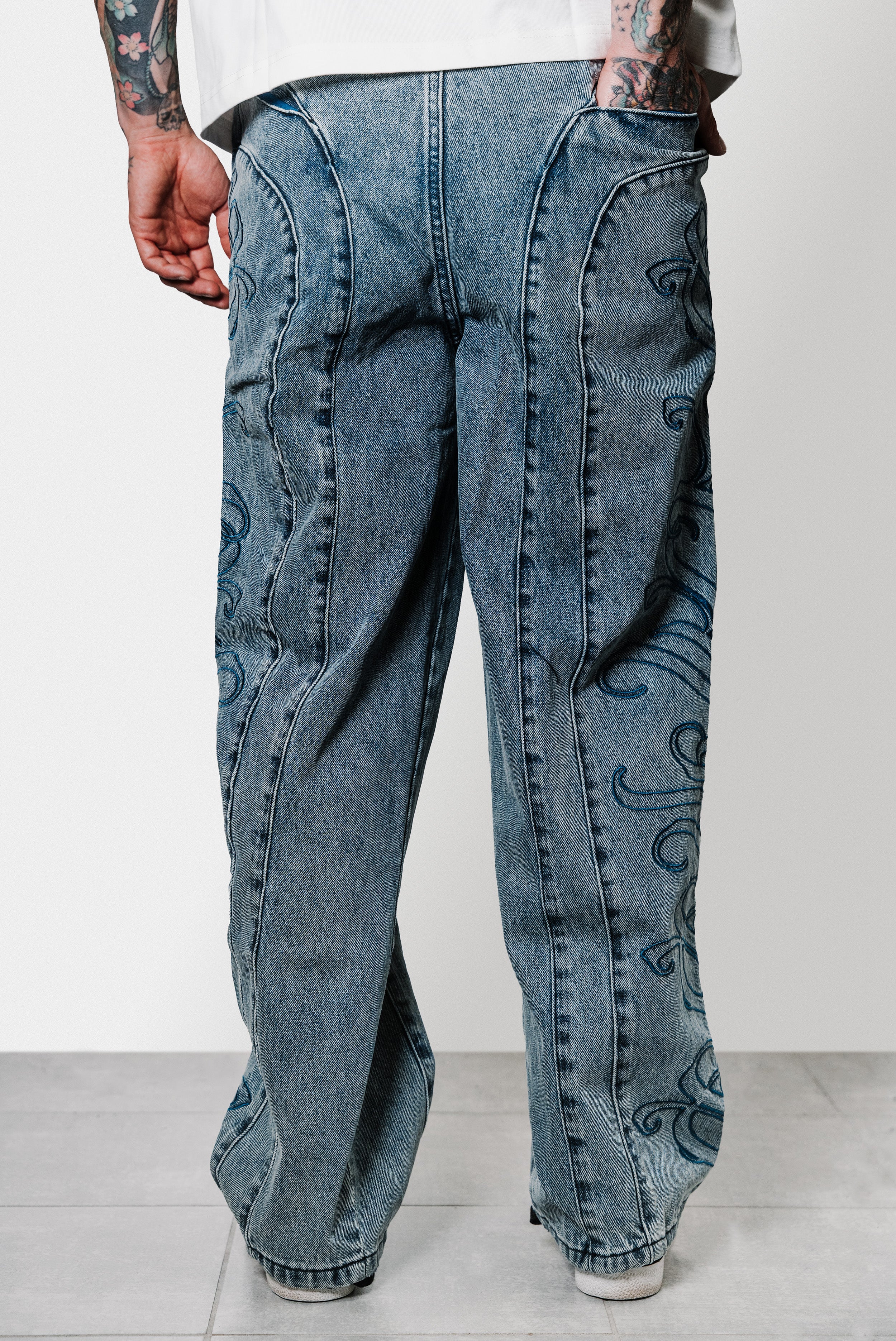 ELYSEE DENIM PANTS WASHED BLUE - Mon Elysee
