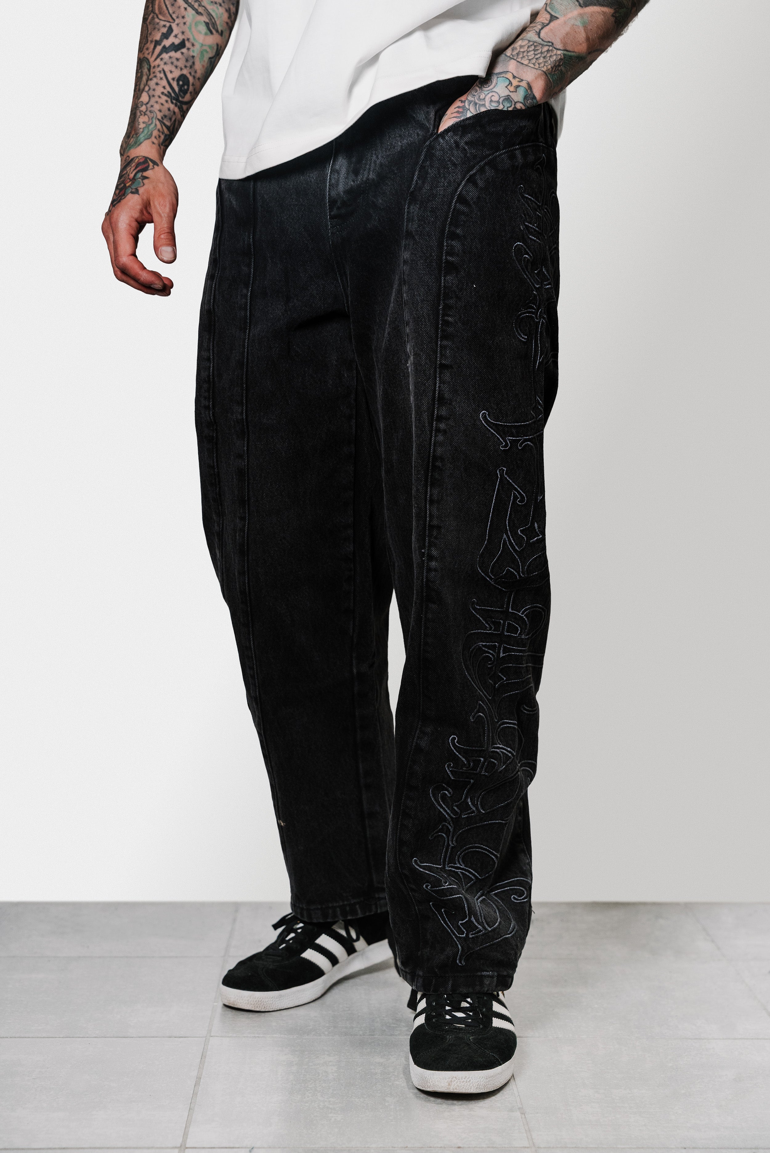 ELYSEE DENIM PANTS WASHED BLACK - Mon Elysee