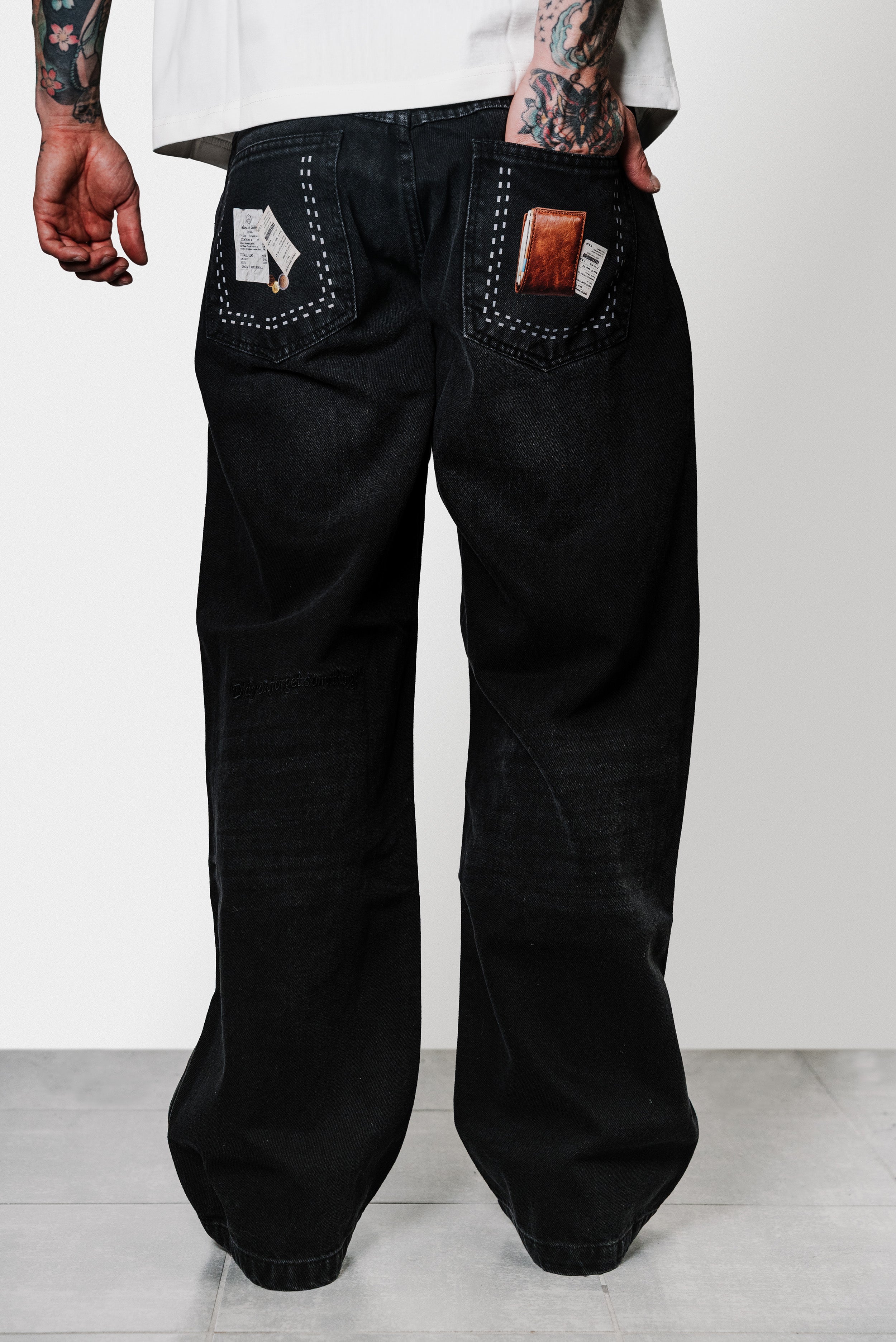 PRINTED BOOTCUT JEANS WASHED BLACK - ALESSIO GIFFI