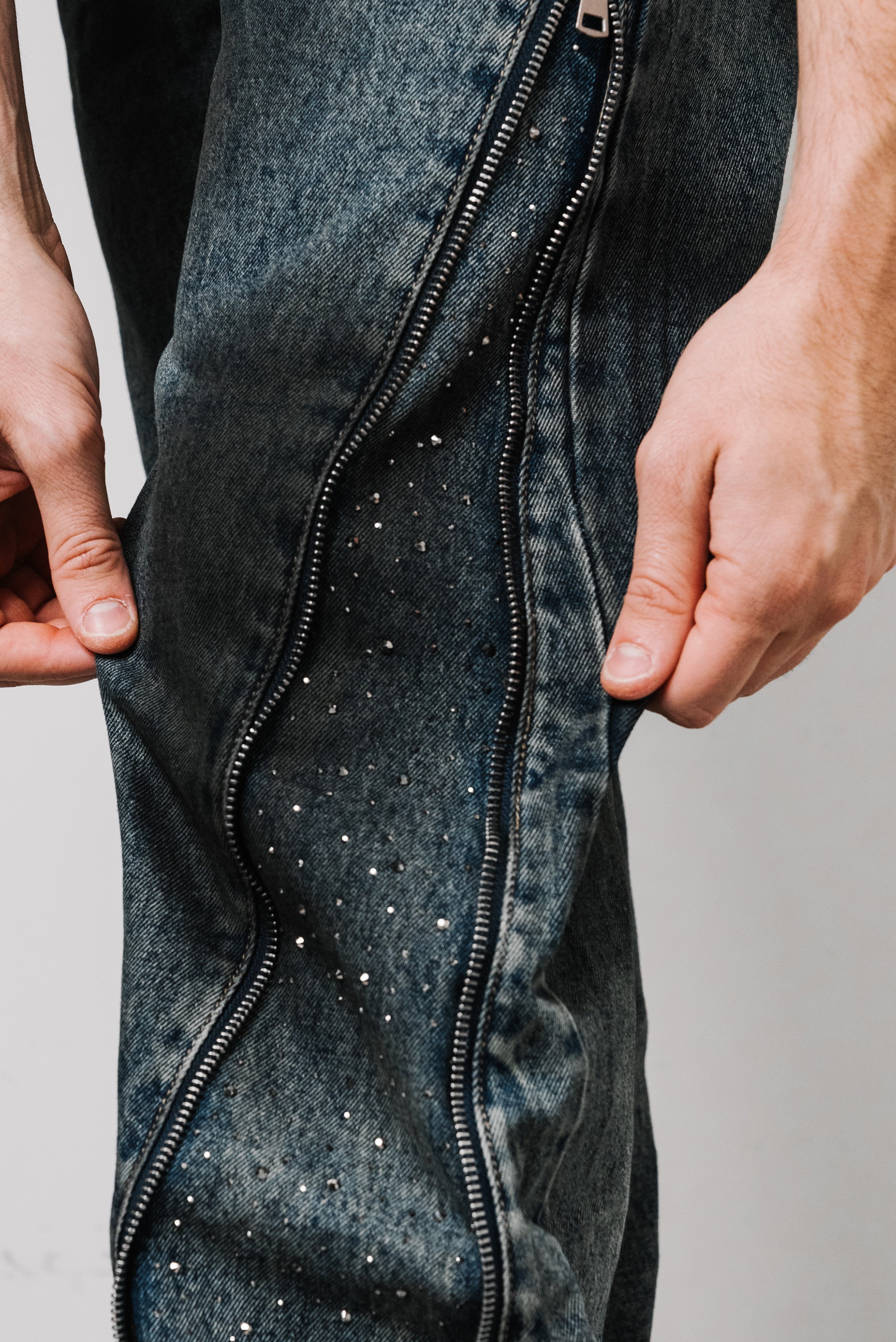 DENIM ZIP SPARCKLY JEANS - Replacement Brand