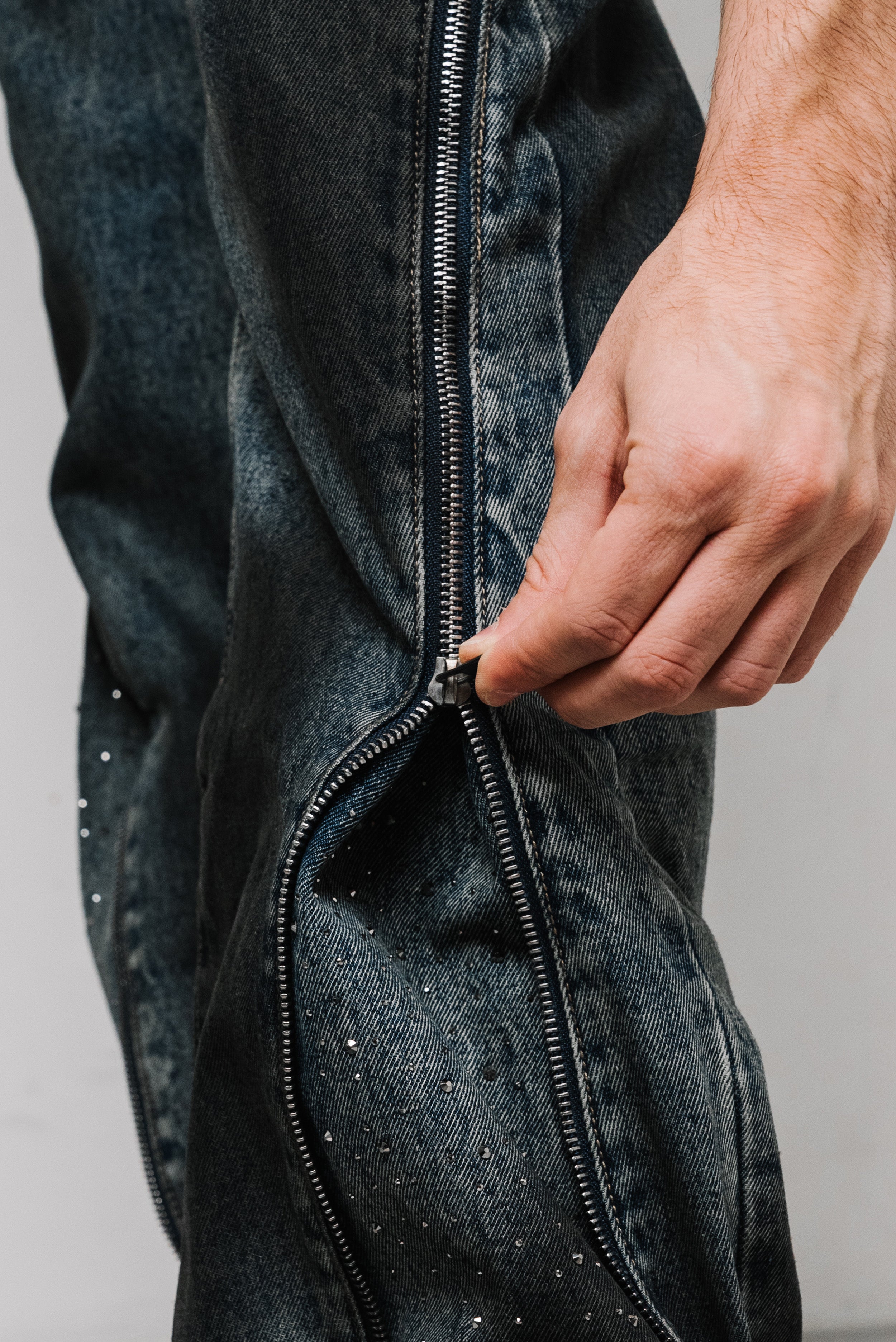 DENIM ZIP SPARCKLY JEANS - Replacement Brand
