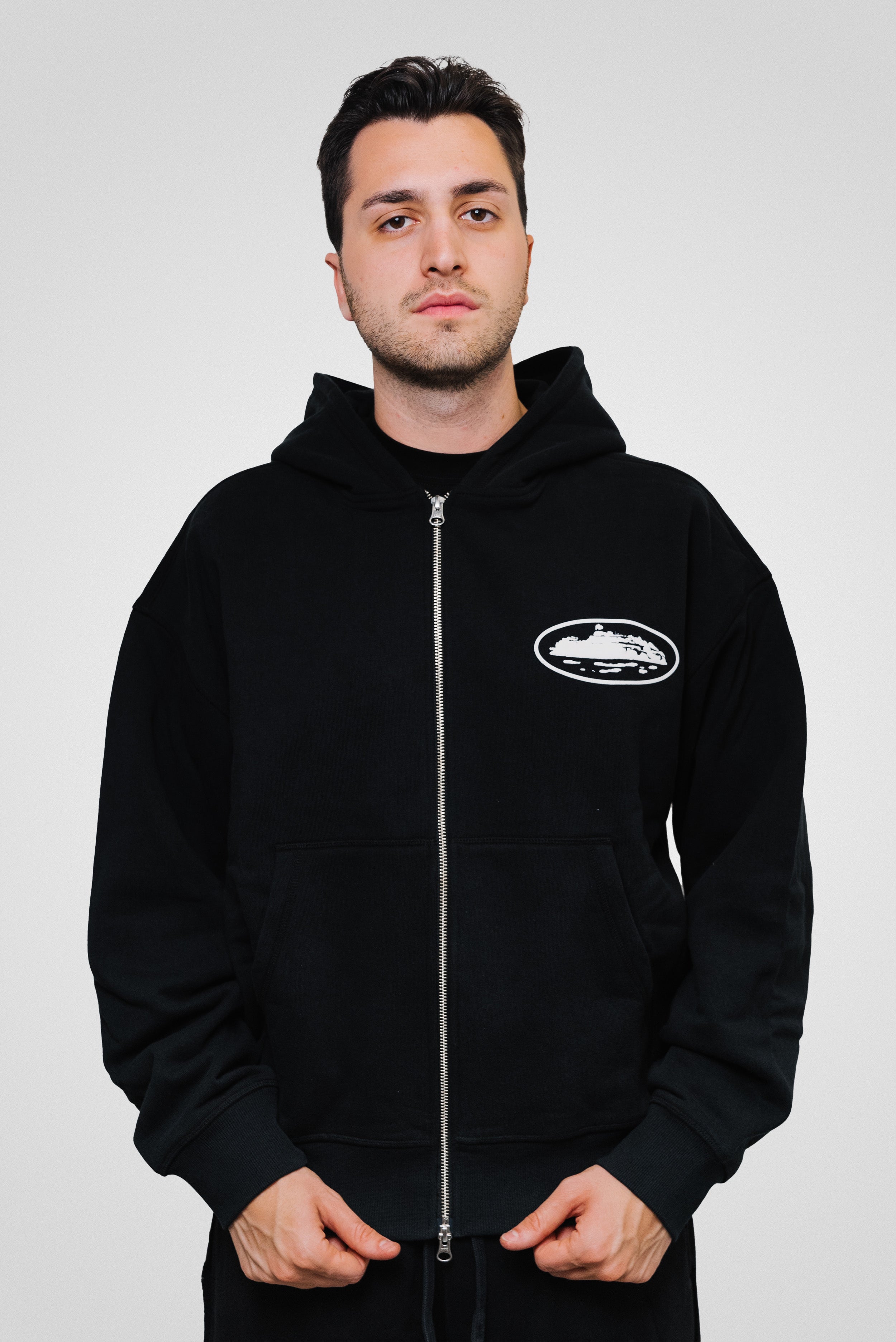CORTEIZ ISLAND PUFF PRINT ZIP HOODIE BLACK